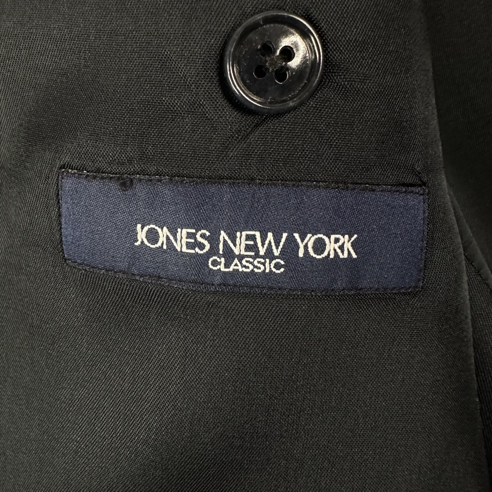 Jones New York Suit Mens 42R Navy Pinstripe 3 Button Wool Pants 34×29 3 Piece