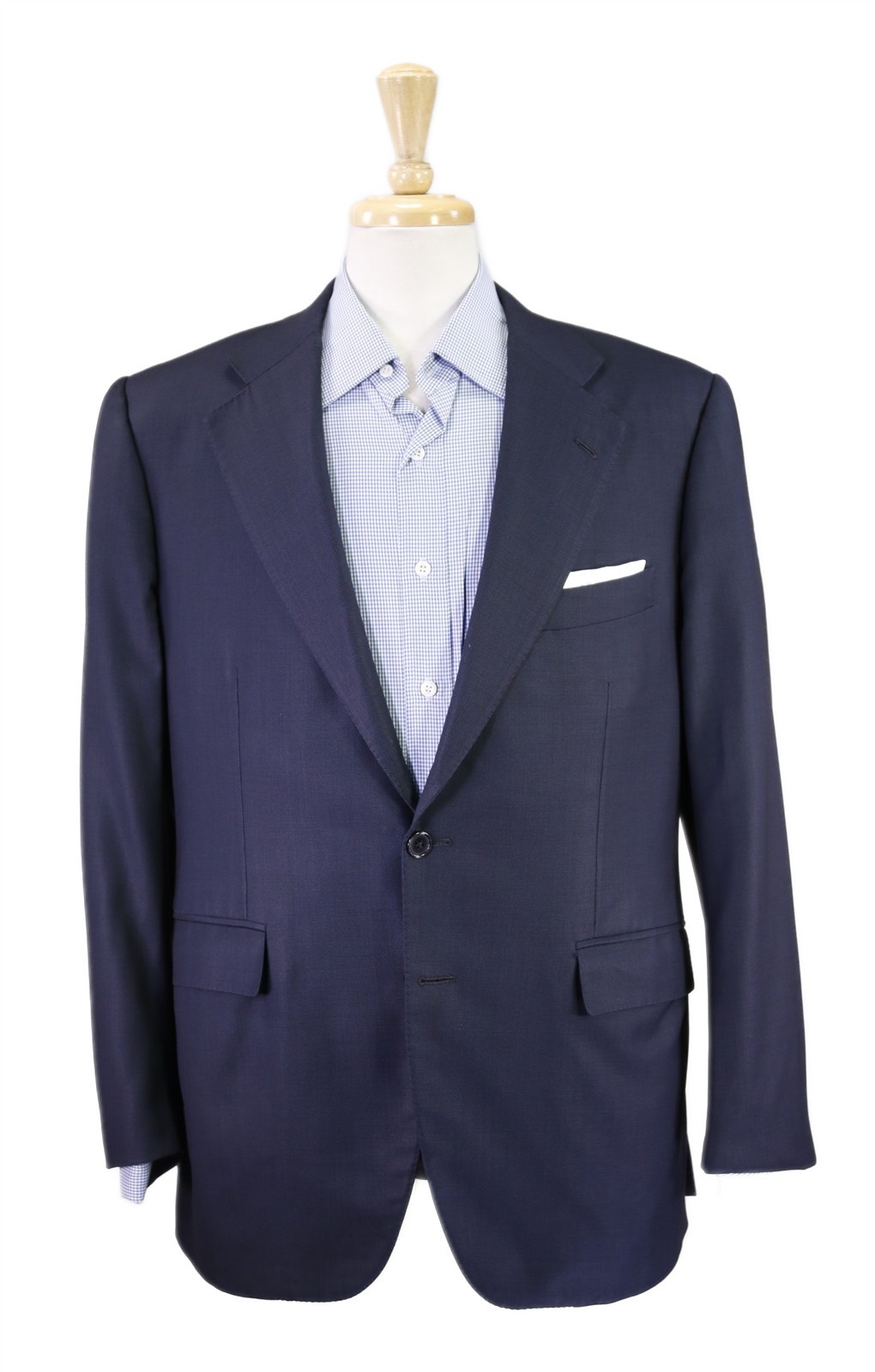 Loro Piana Bespoke Tailored Navy Blue Birdseye Woven Super 150’s Wool Blazer 42R