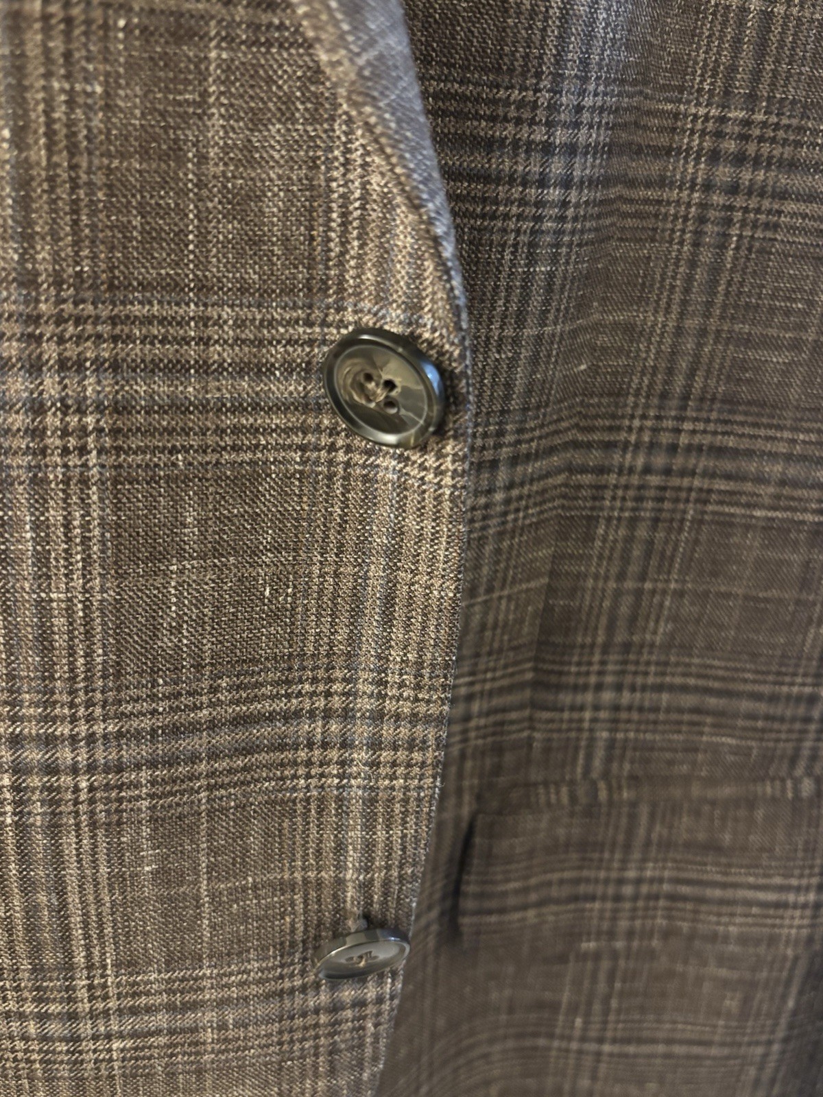 Peter Millar 42R Loro Piana Summertime Fabric Brown Plaid Blazer Made Canada
