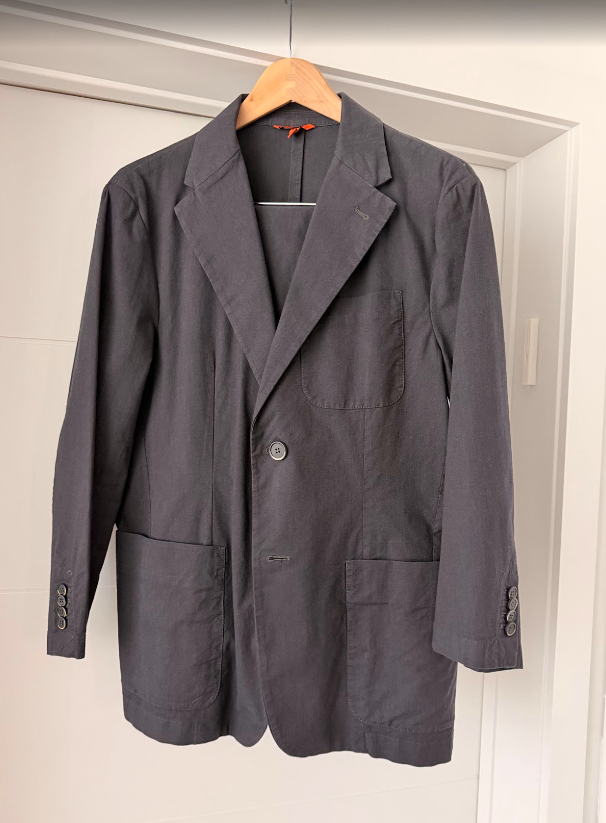 BARENA Cotton Unlined Suit Set Dark Gray Made Italy 52 50 Rare SIZING IN PHOTOS