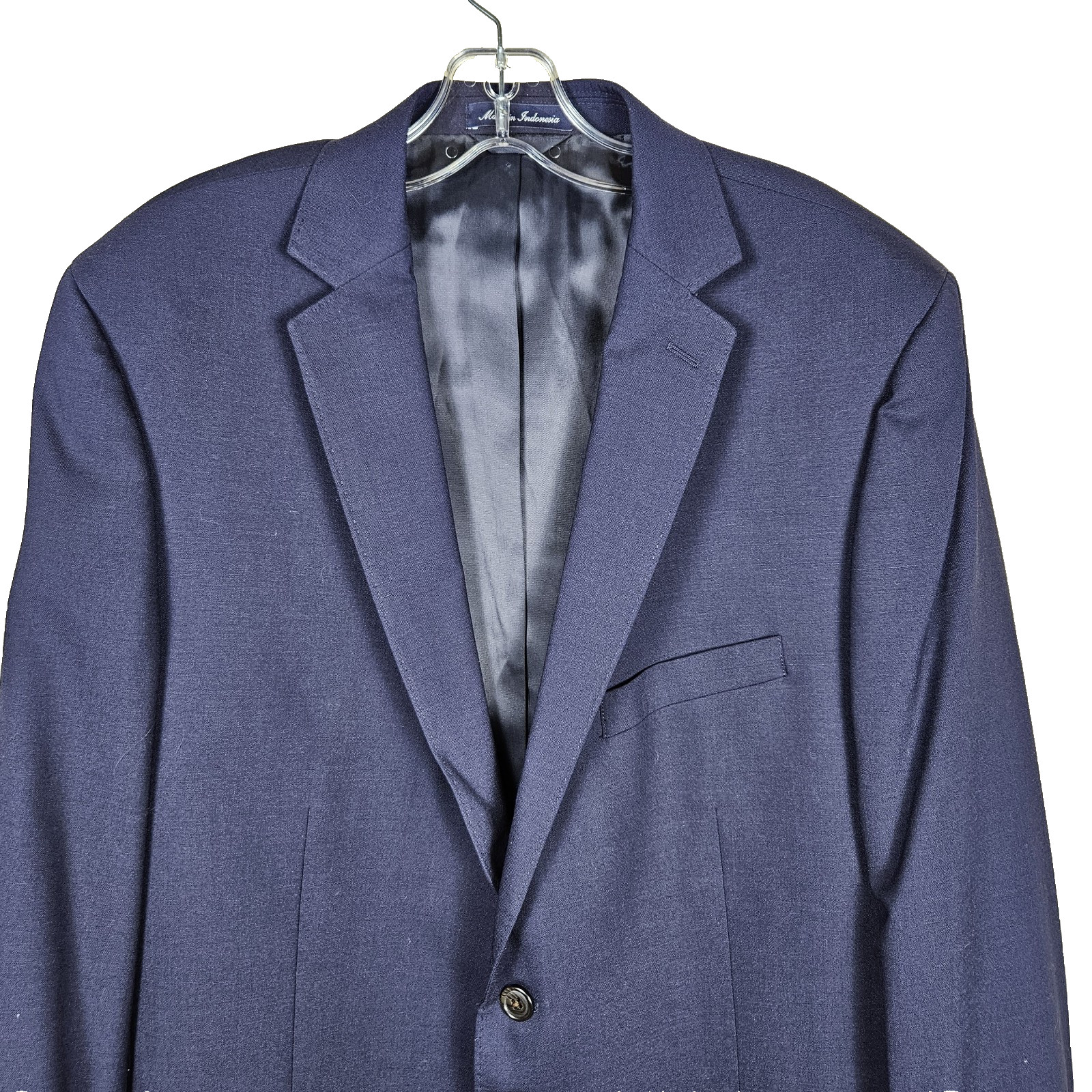 Lands End Navy Blazer Mens 44L Year Rounder Traditional Fit Stretch Wool Jacket