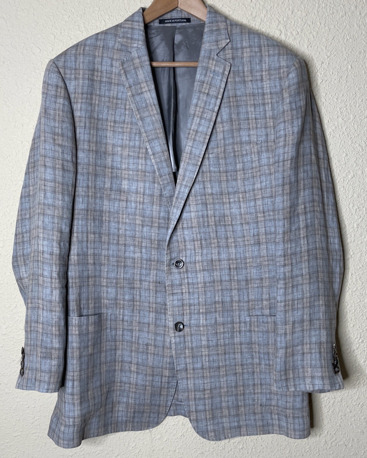 J. Hilburn 100% Linen Sportcoat Blazer Jacket Men’s 44L Lightweight Unlined