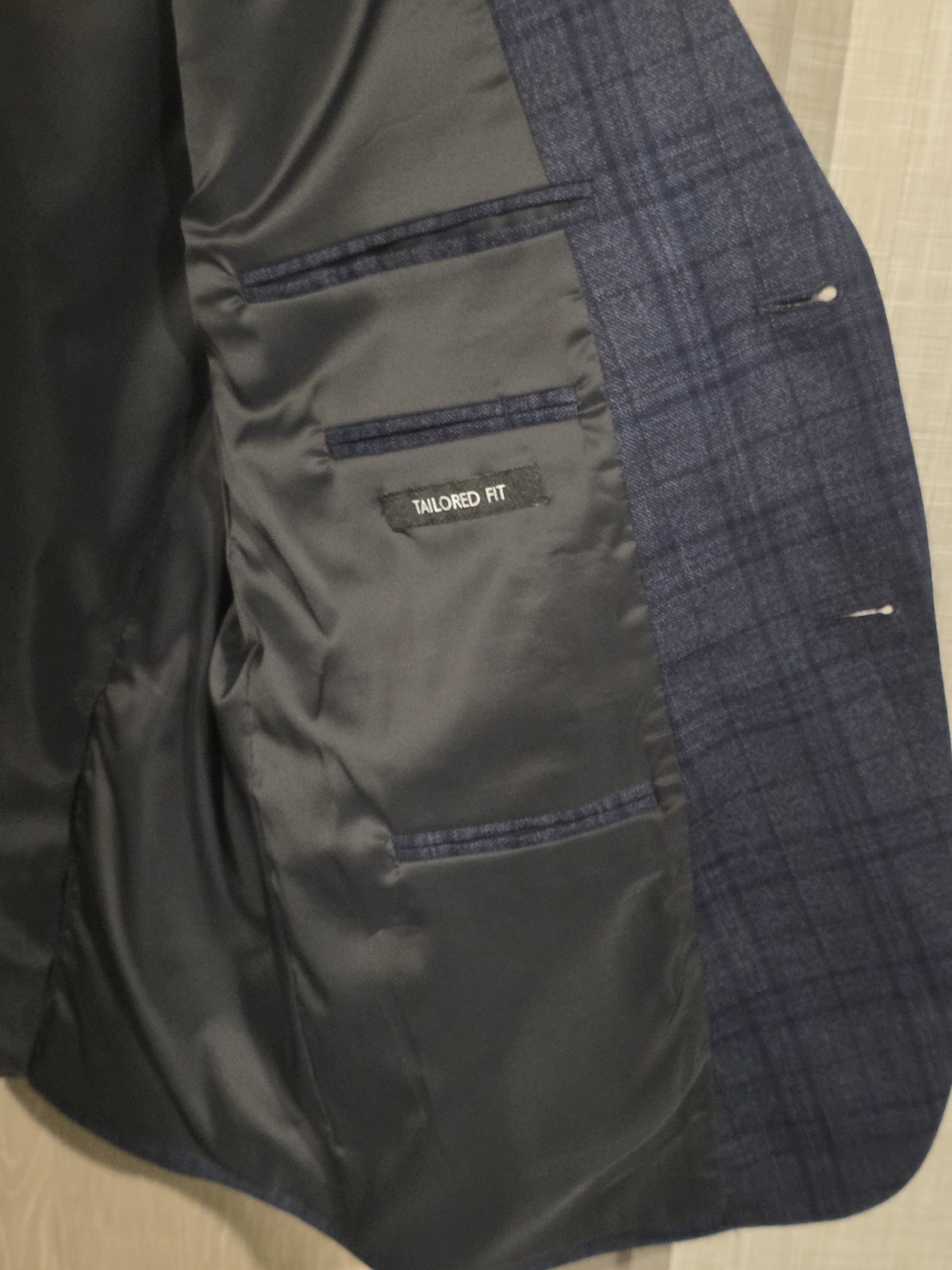 JOS A BANK Blazer Men’s 46S Tailored Fit Wool Navy & Blue Checks