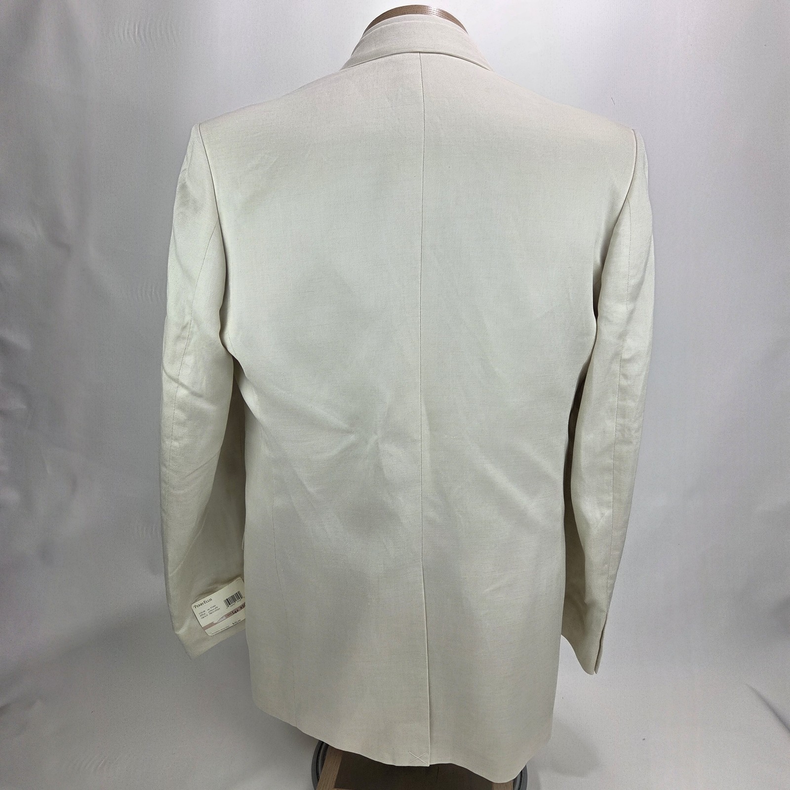 Perry Ellis Mens Suit 42L Ivory Linen Tencel Blend 2 Piece 32×30 NEW