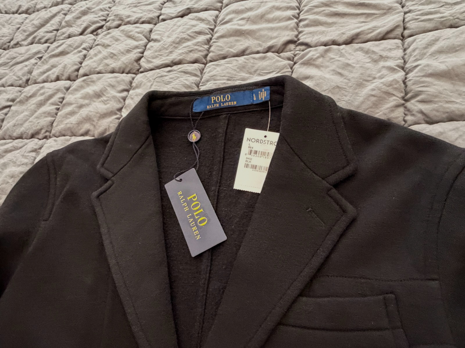Polo Ralph Lauren black double knit soft jersey blazer sport coat jacket L NEW