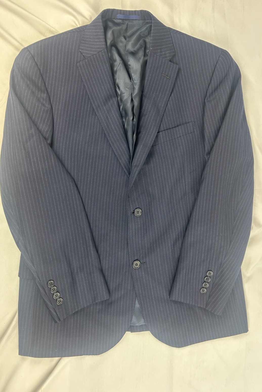 Hart Schaffner Sport Coat Mens Size 40.R Suit Blazer Navy Blue stripes Slim Cut