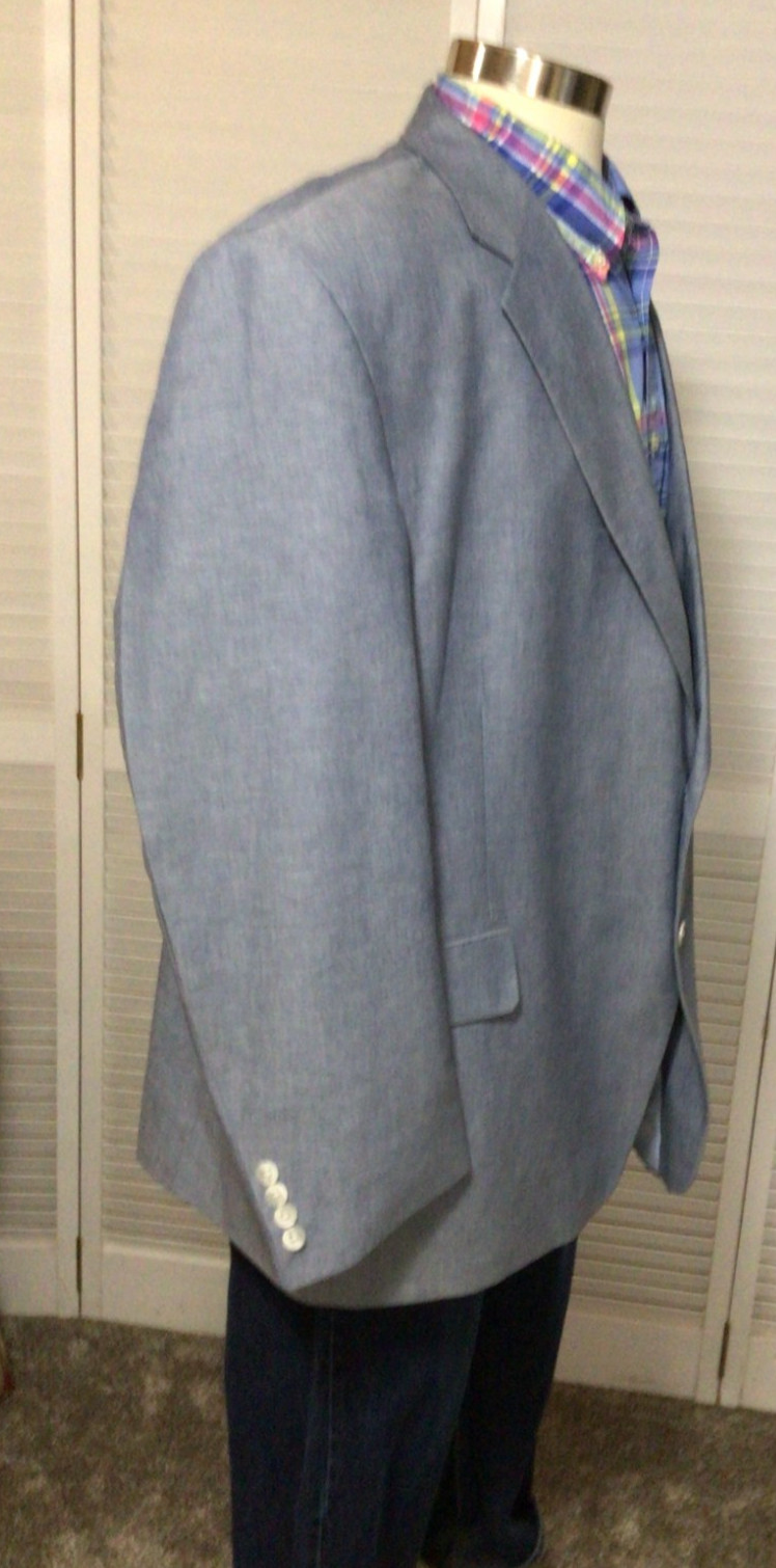 STAFFORD CLASSIC FIT MENS BLUE GRAY COTTON SPORT COAT JACKET BLAZER 52R