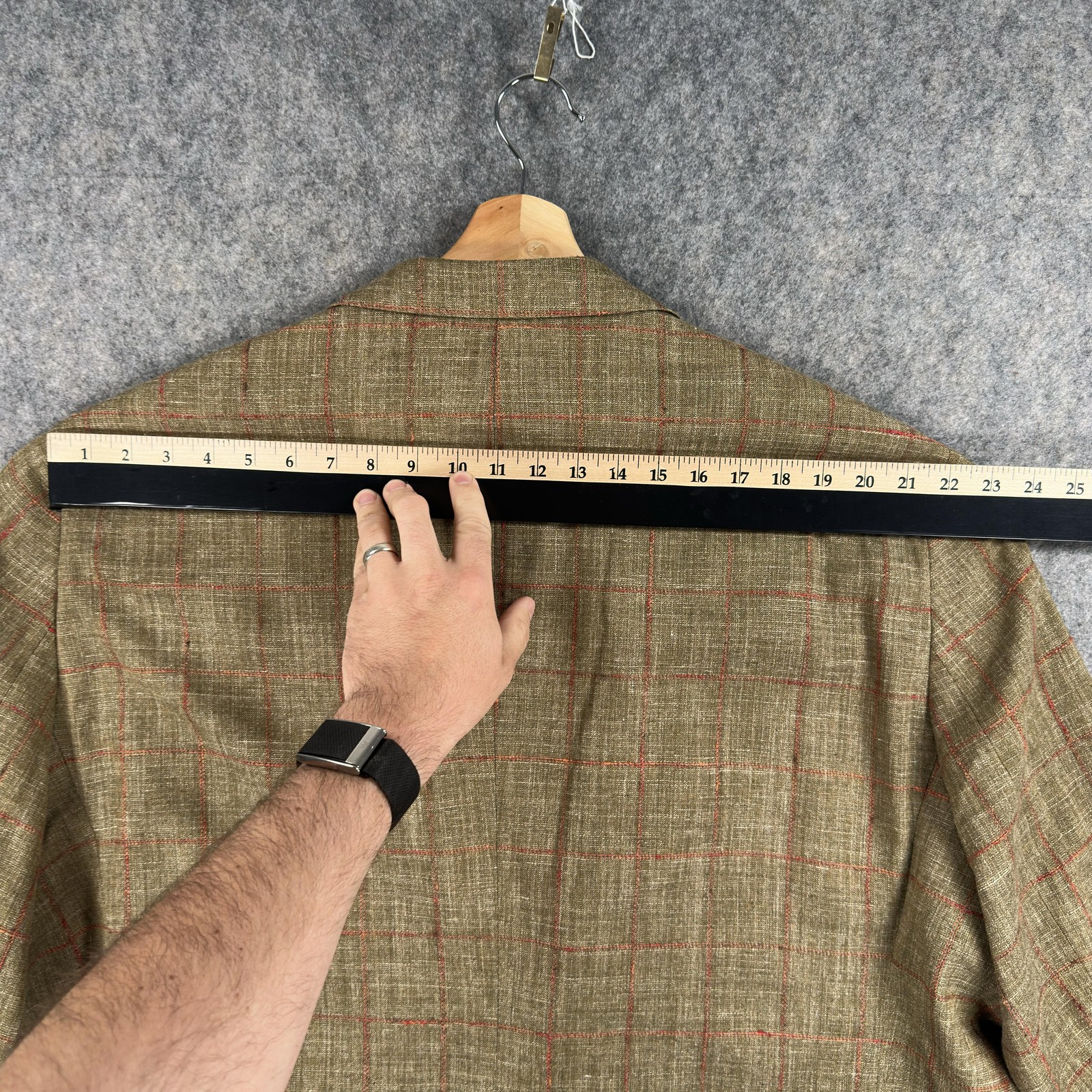 E Thomas Sport Coat Mens 56L Brown Plaid Wool Silk Linen Canada