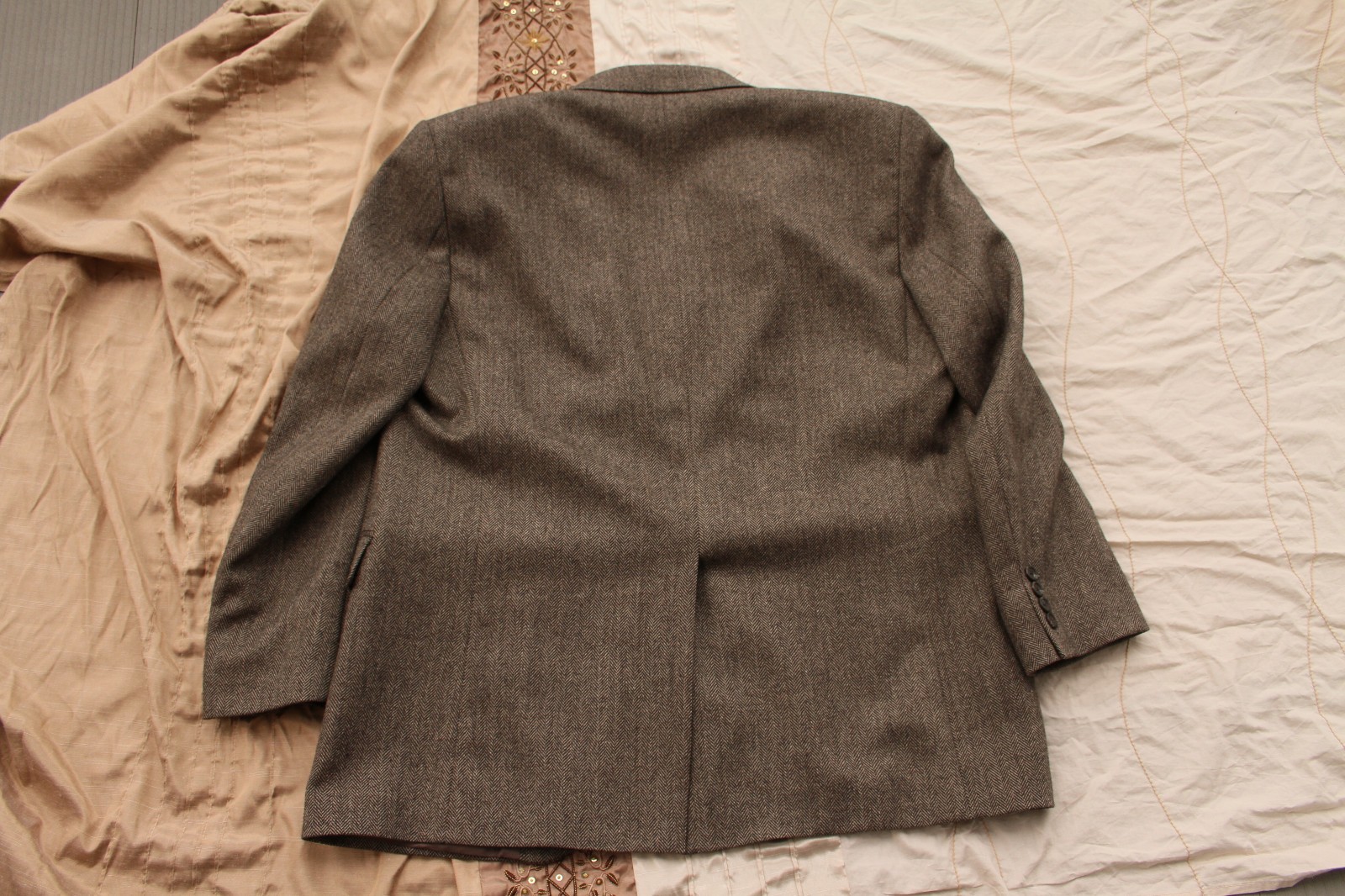 VTG Ralph Lauren Herringbone Blazer Men’s 42R -100% Pure Wool-Canada Made -Brown