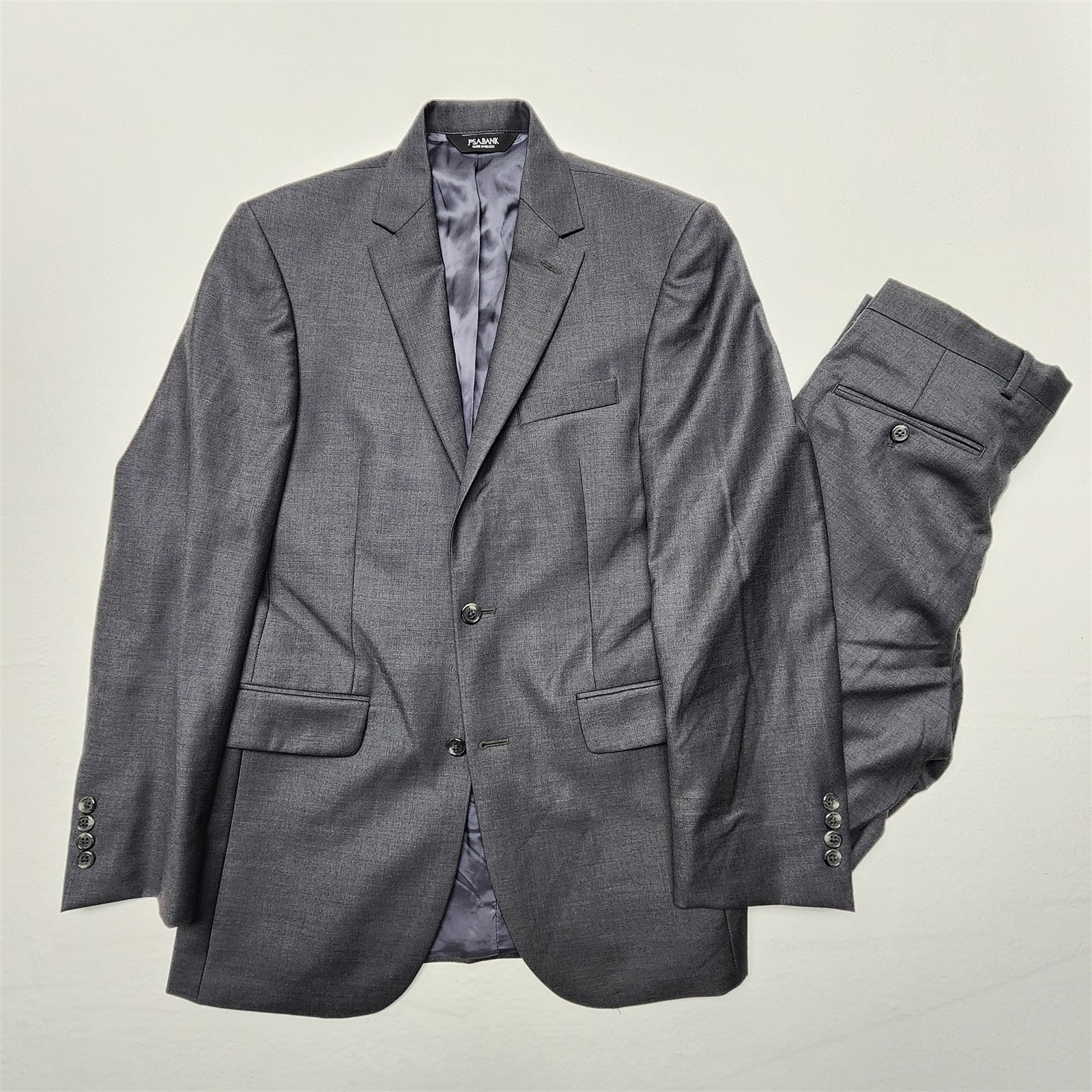 NEW Jos A Bank 38L 32×32 Gray 100% Wool Light Flannel Tailored CHELSEA Mens Suit