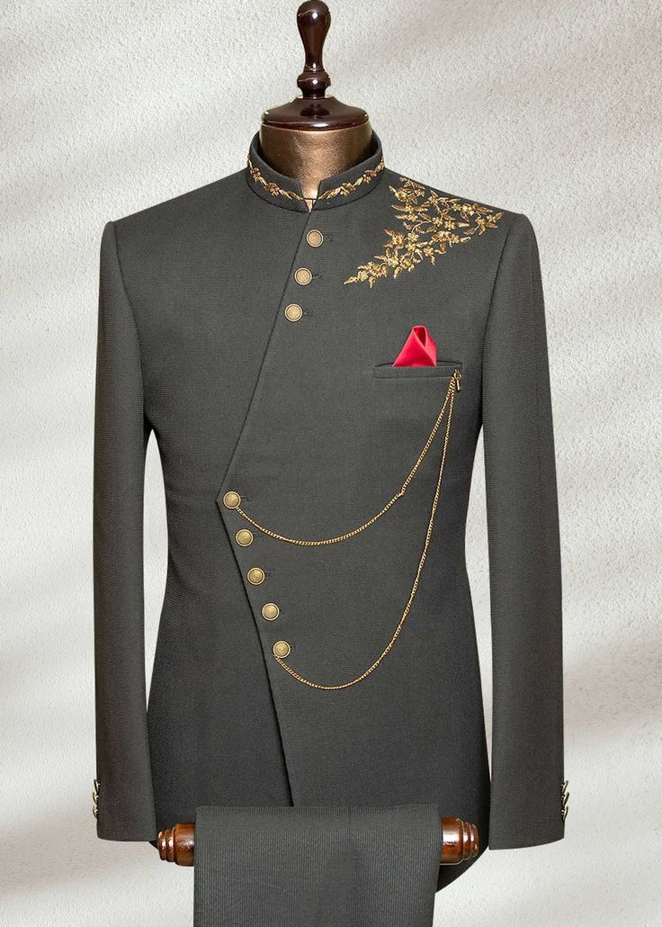 Formal Men’s Suit Tailored 2Pcs Dark Grey Business Wedding Banquet Prom Jacket