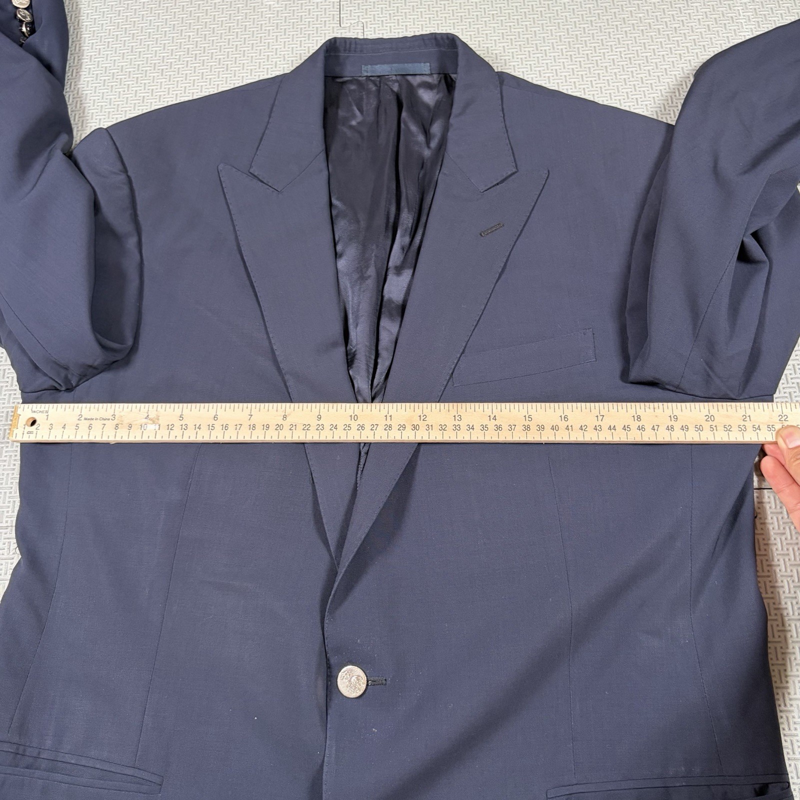 Ralph Lauren Black Label Navy Blue 100% Wool Blazer Made in Italy Mens 44R