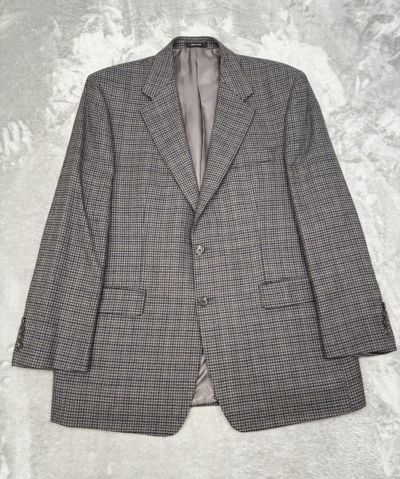 Vintage Ralph Lauren Wool Blazer Jacket Mens 43R Houndstooth Plaid Sport Coat