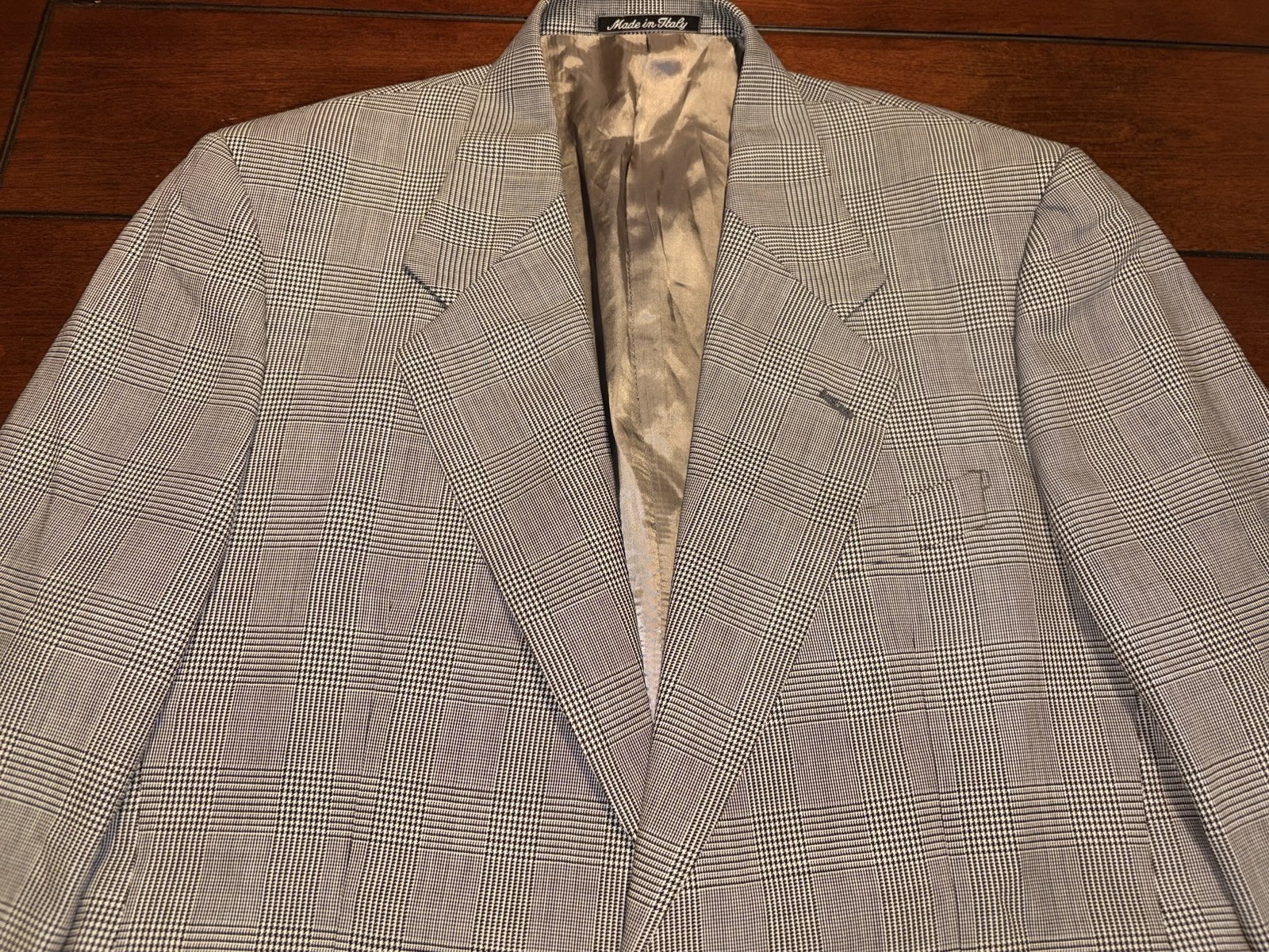 VTG Valentino Uomo Glen Plaid Light Gray Sport Coat Blazer Men’s 38R Virgin Wool