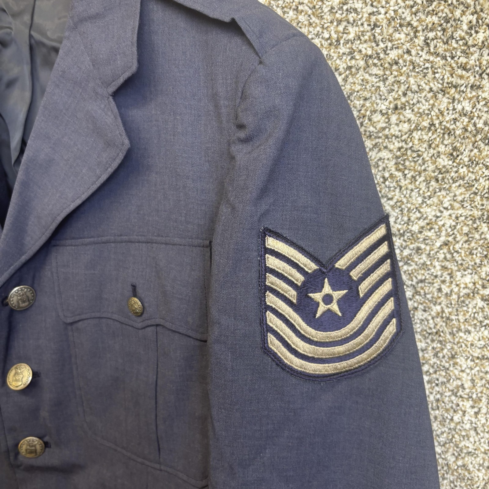 Vintage US Air Force Dress Coat Mens 42R Tropical Blue 84 Wool Uniform 60s