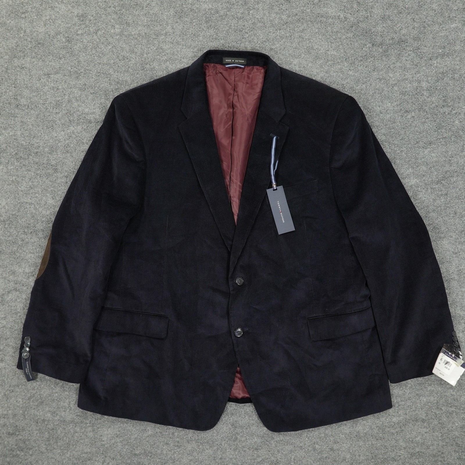 Tommy Hilfiger Blazer Mens 50R Navy Corduroy Elbow Patches Two Button New