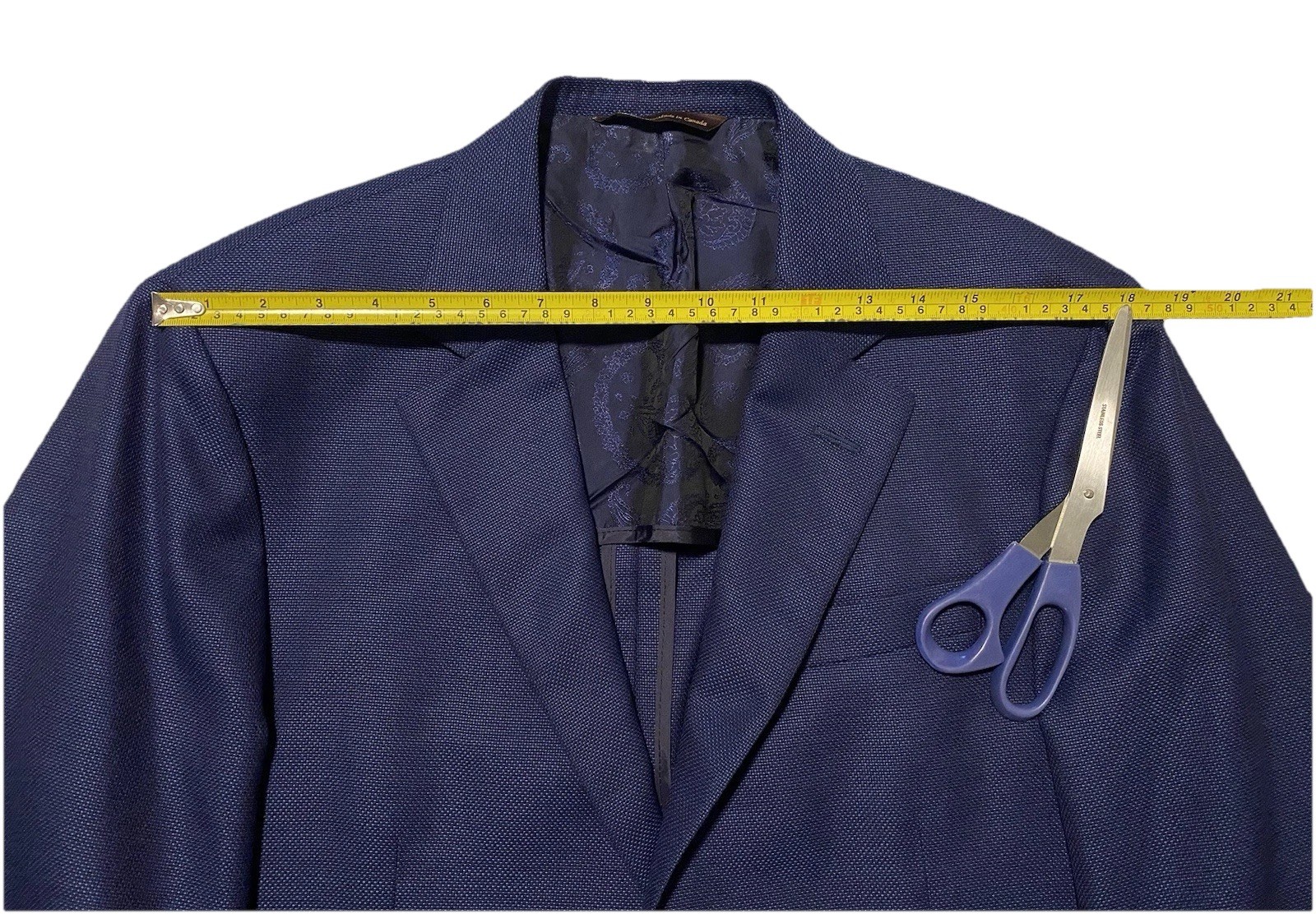 Robert Talbott Carmel Geometric Navy & Blue Unlined Men Blazer Jacket 42T Canada