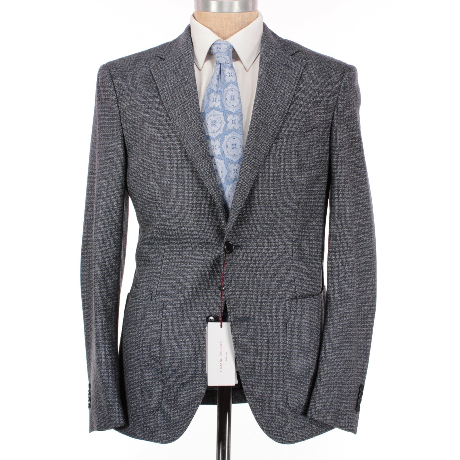 Luciano Barbera NWT 100% Wool Sport Coat Size 50R US 40 in Blues/Grays