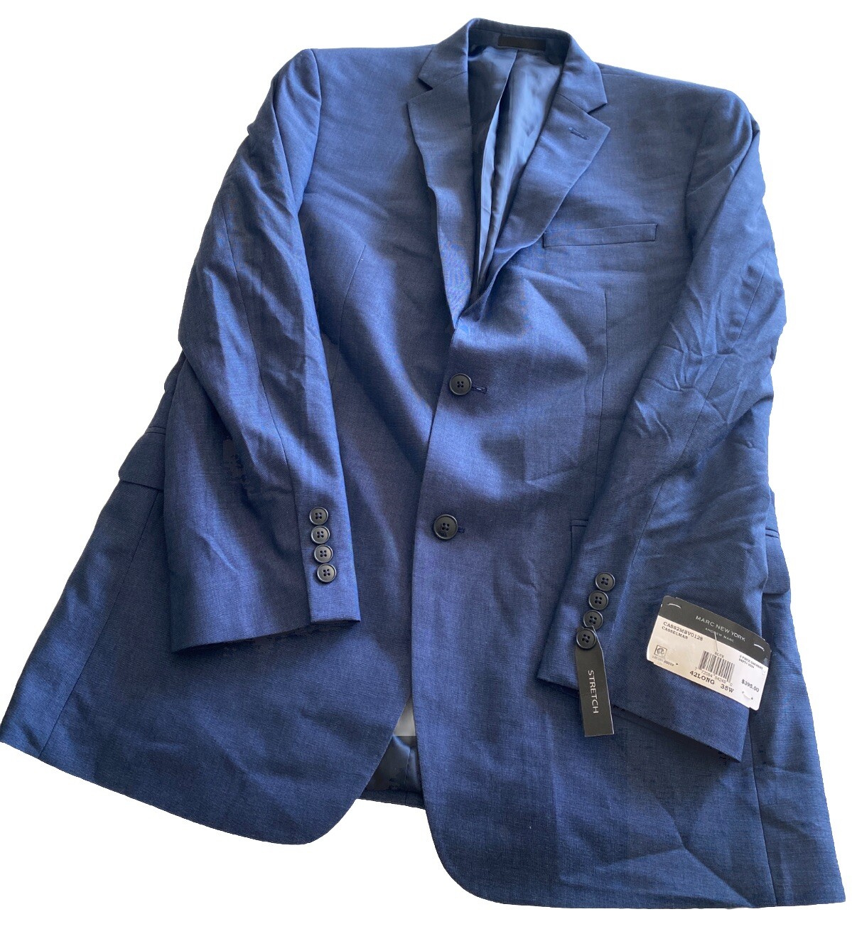 Marc New York Men Blue Stretch Separate Suit Jacket Blazer 42L Made Jordan $395