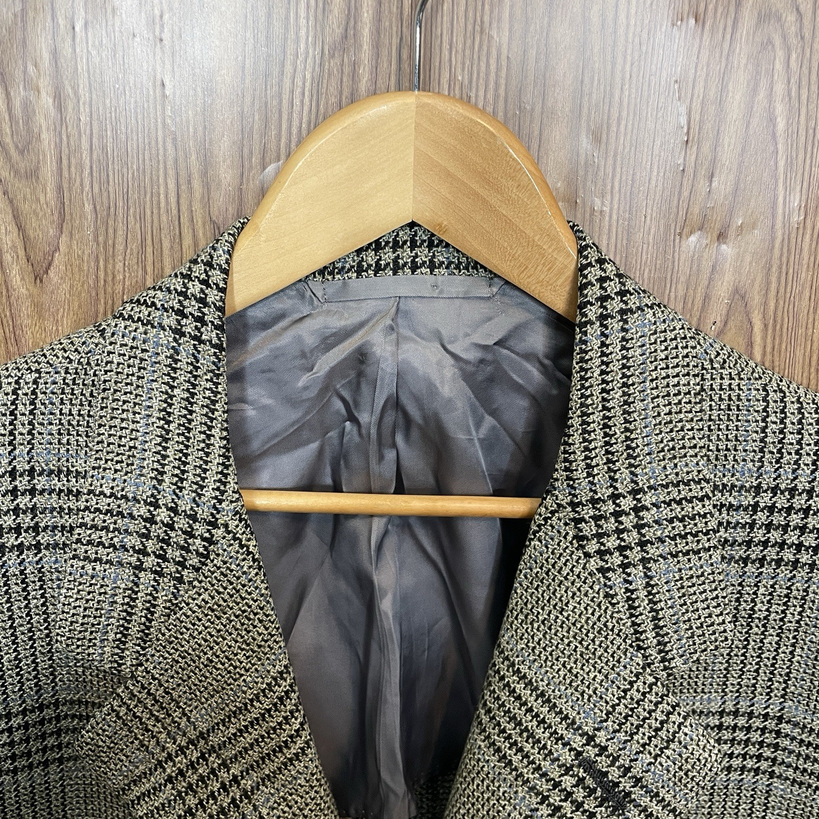 Oxxford Clothes Neiman Marcus Sport Coat Mens 44L Brown Windowpane Wool Cashmere