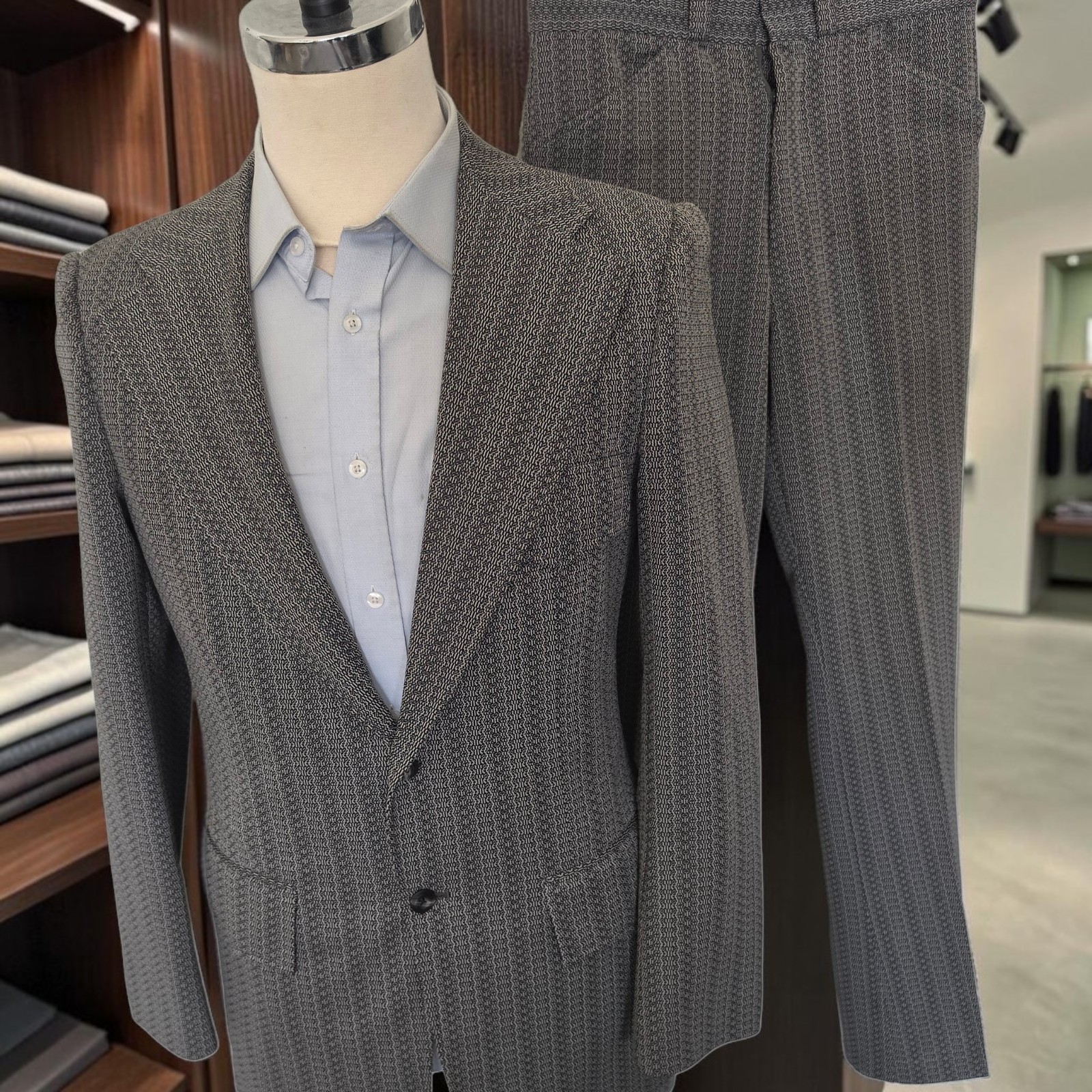 Vtg 1960s Polyester Suit 38L 31×31 Wide Lapel Full Canvas Half Belted Flare Leg