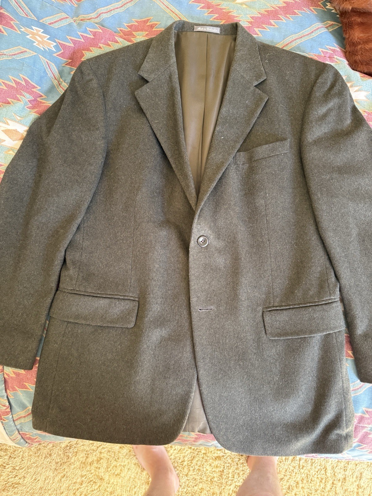Vintage OSCAR DE LA RENTA Blazer 44R Wool Cashmere Blend Sport Coat Colombia