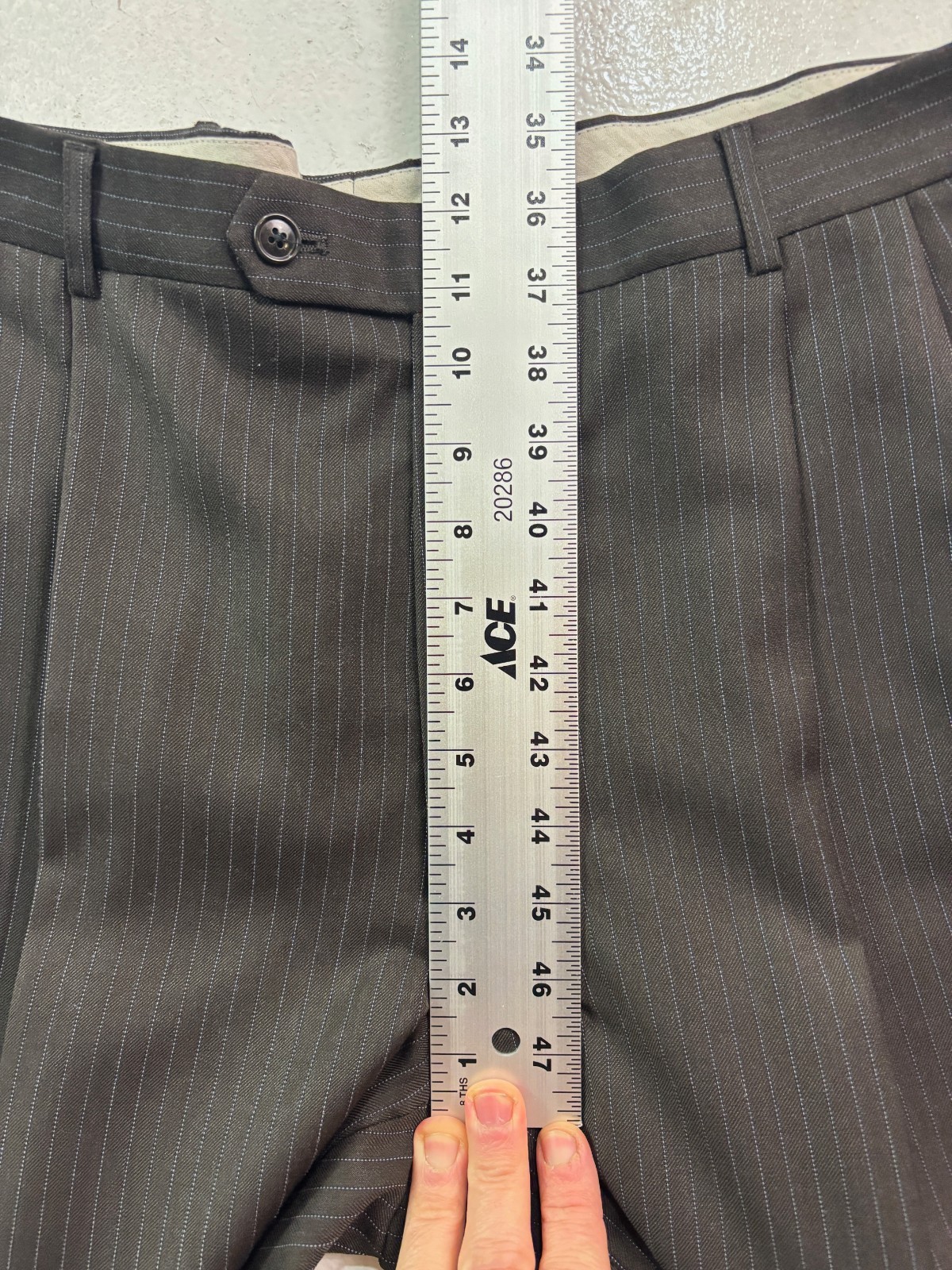 vtg Y2K Jones New York 44R 38×30 3pc Pant Suit Chocolate Brown Pinstripe Wool