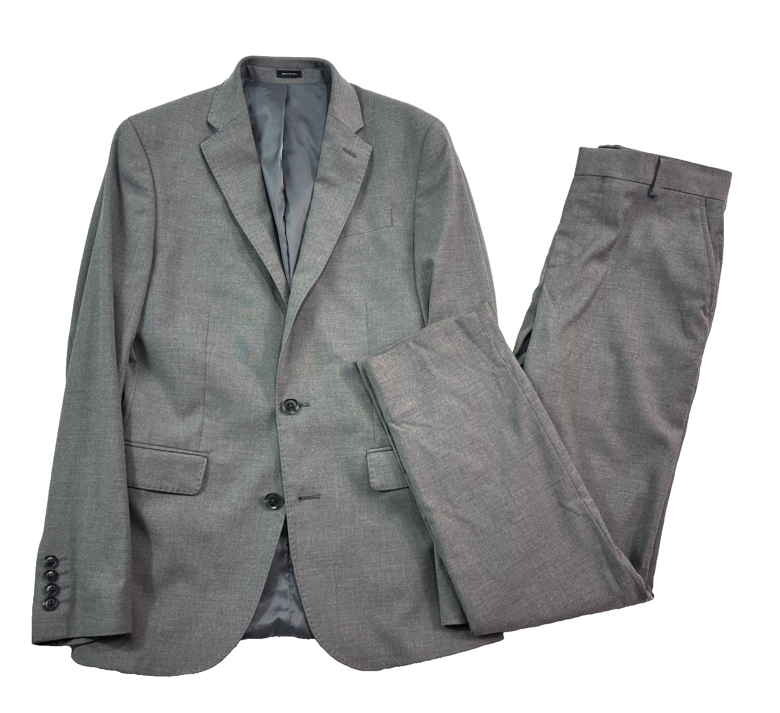 J Ferrar 36R 30×30 Slim Fit Gray 2pc Pant Suit Stretch Two Button Flat Front