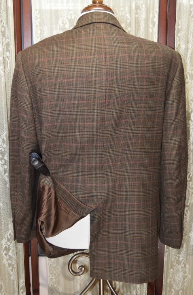 *Italy* Brooks Brothers 44R brown glen plaid red check lambswool sport coat p1j5