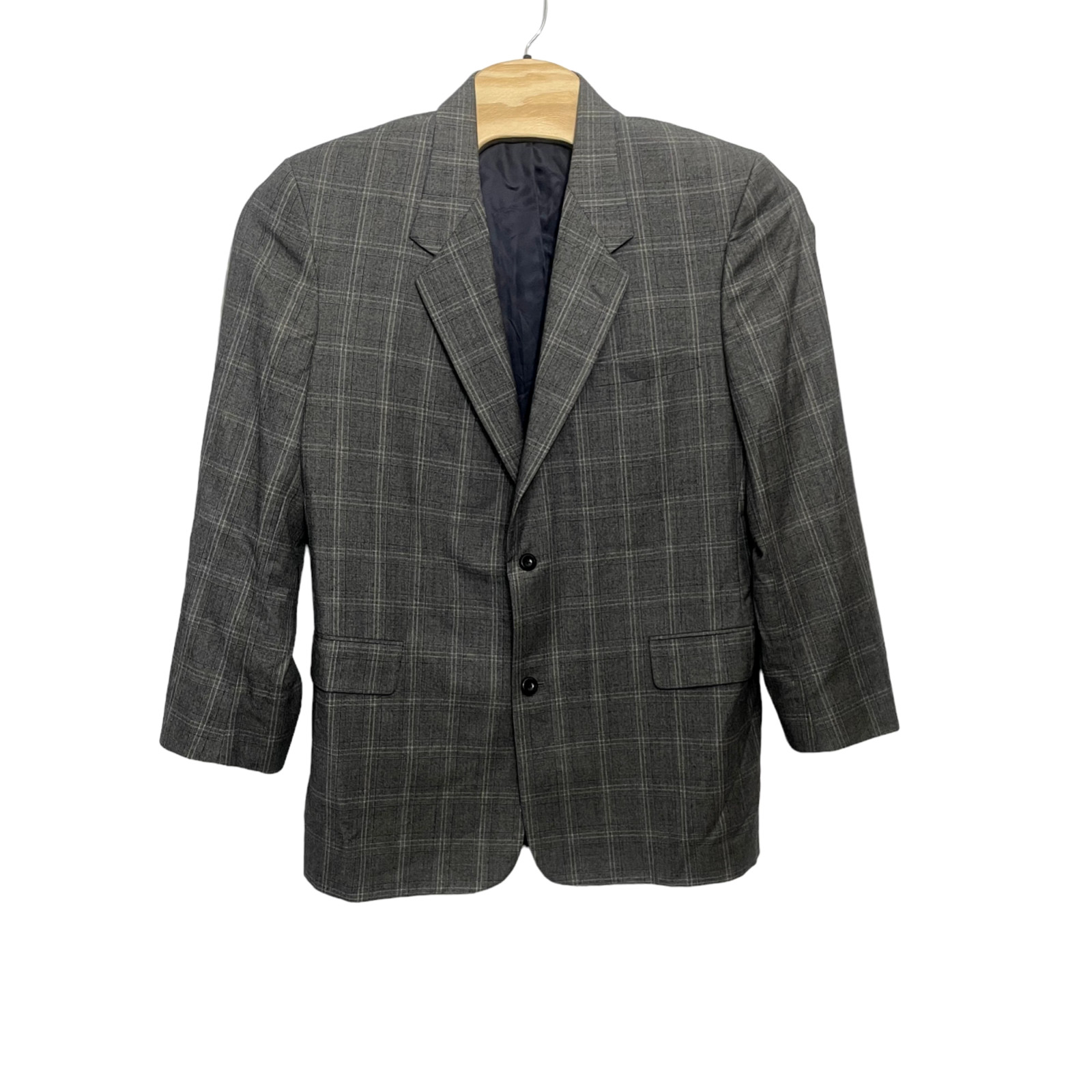 Holland & Sherry London 1836 Tom Buck Gray Plaid 100% Wool (see measurements)