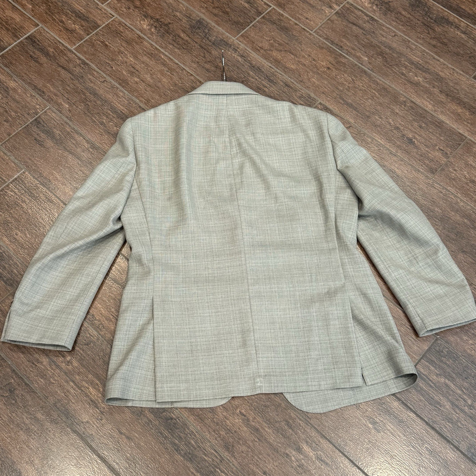 Hickey Freeman Blazer Sport Coat Mens 40S Linen Silk Wool Plaid Tan Woven EUC