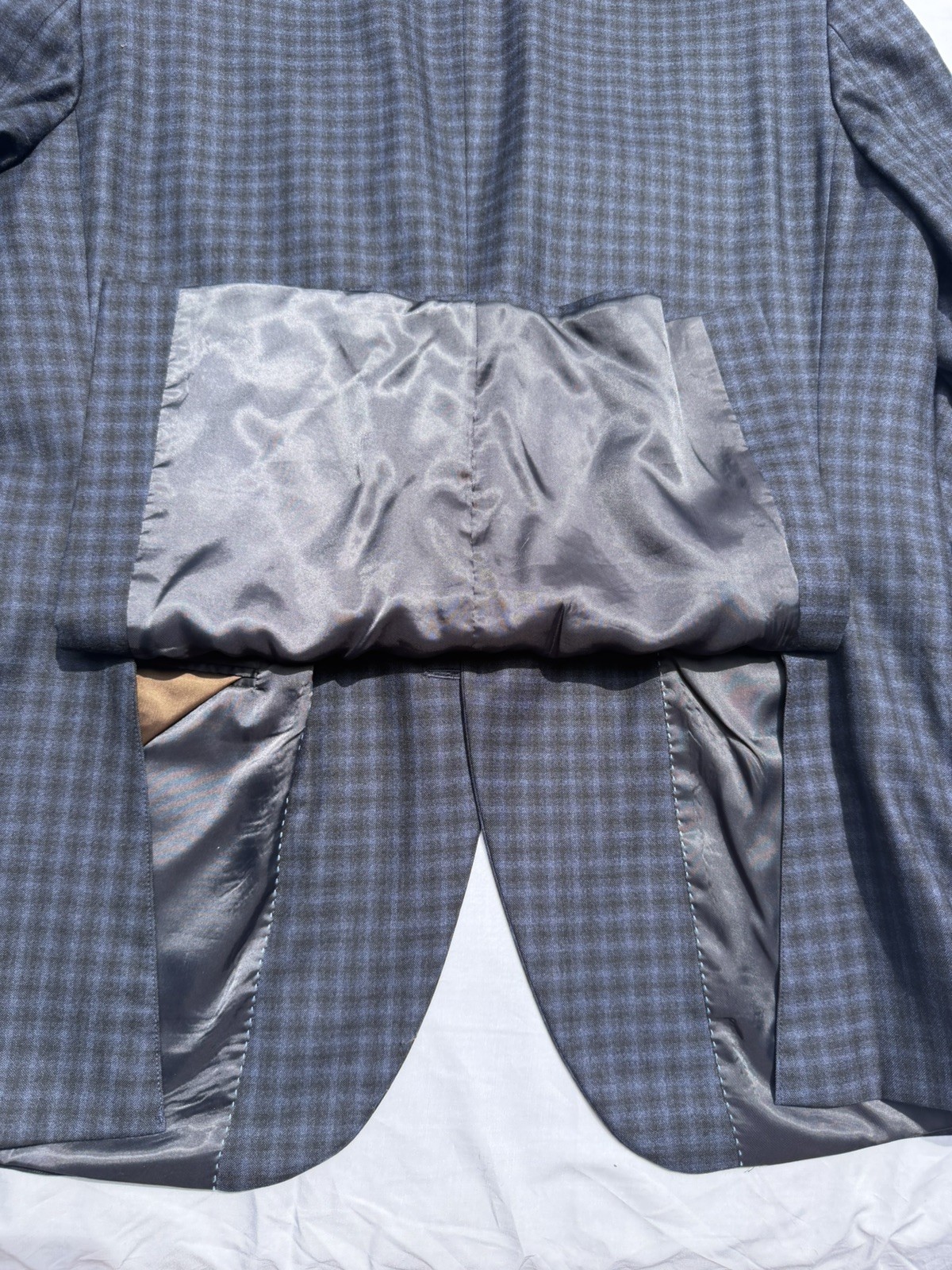 Peter Millar 40R Sport Coat Blazer Blue Gray Wool Cashmere Check Made Canada
