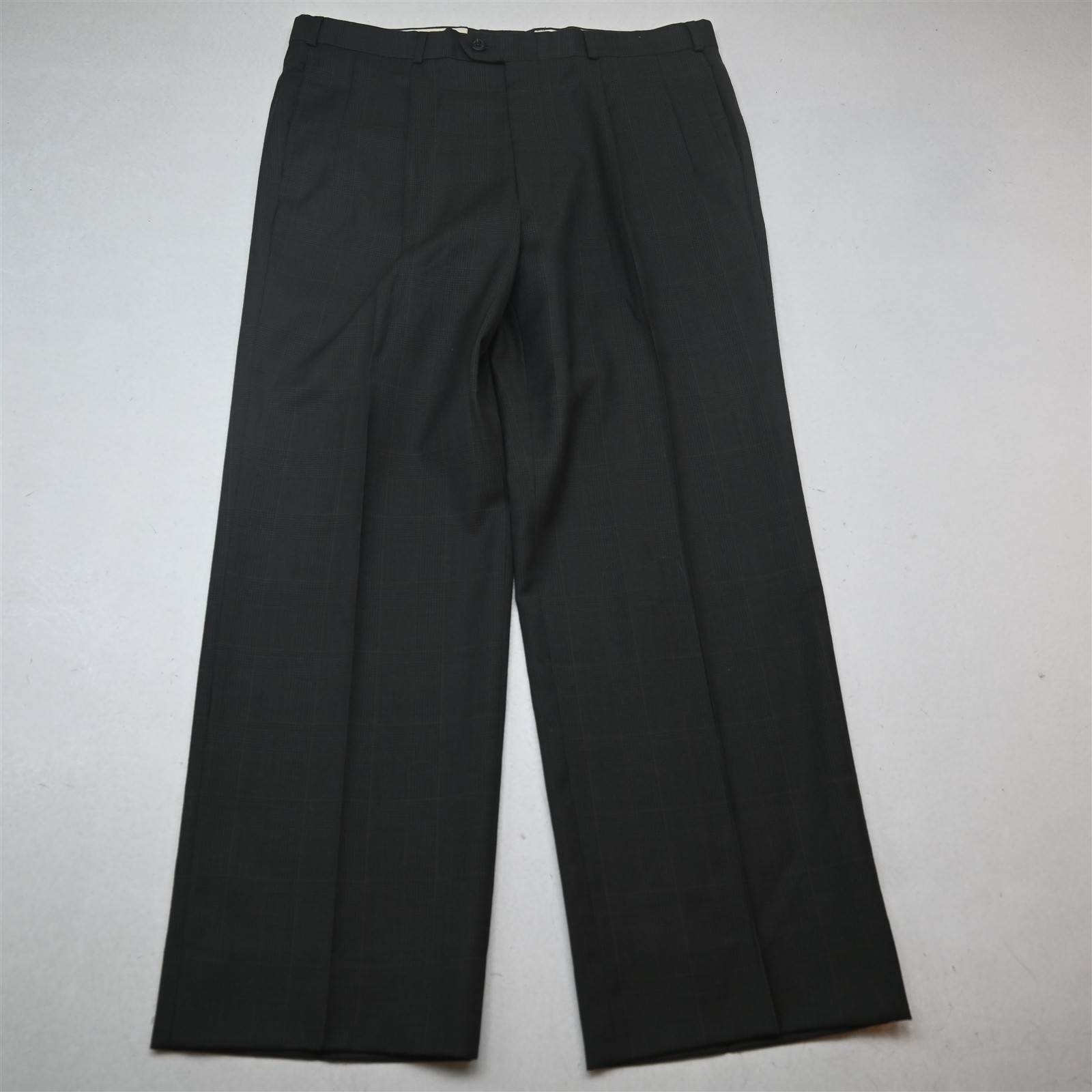 Vtg USA Made Bill Blass 38S 34×29 Green Glenn Check 100% Wool Mens Suit