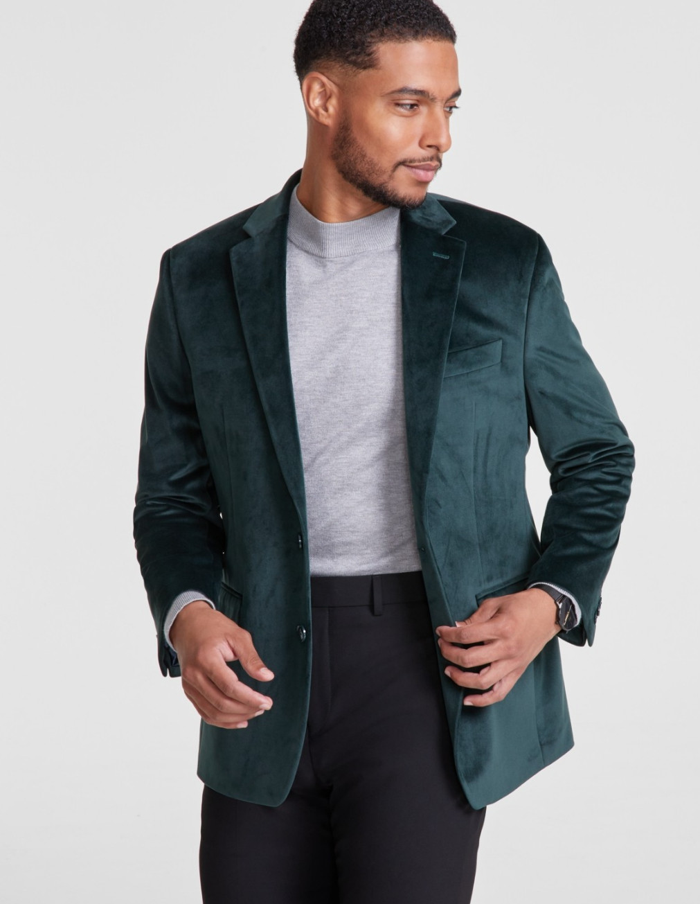 Michael Kors Men Classic Fit Velvet Sport Coat Green Size 36R