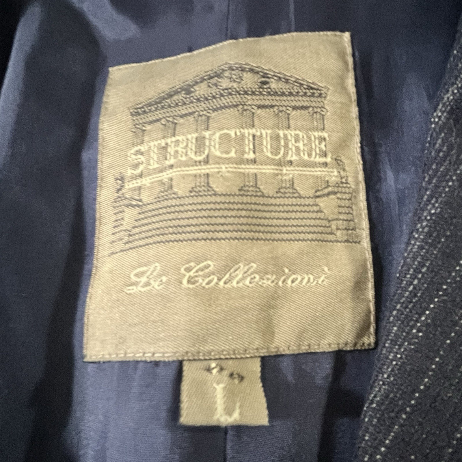 VTG Structure Linen Blend Navy Pinstripe Men 90s Retro Sport Coat Summer Comfort