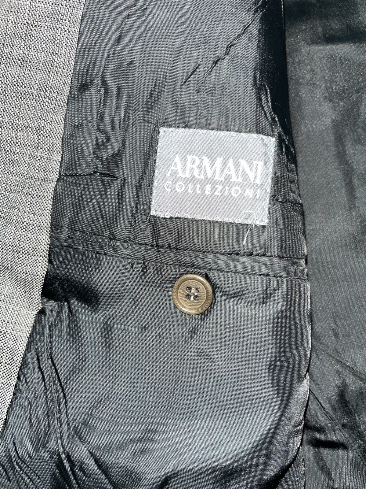 Armani Collezioni Blazer 2 Button Mens 44R Gray wool Sport Coat Made In Jordan
