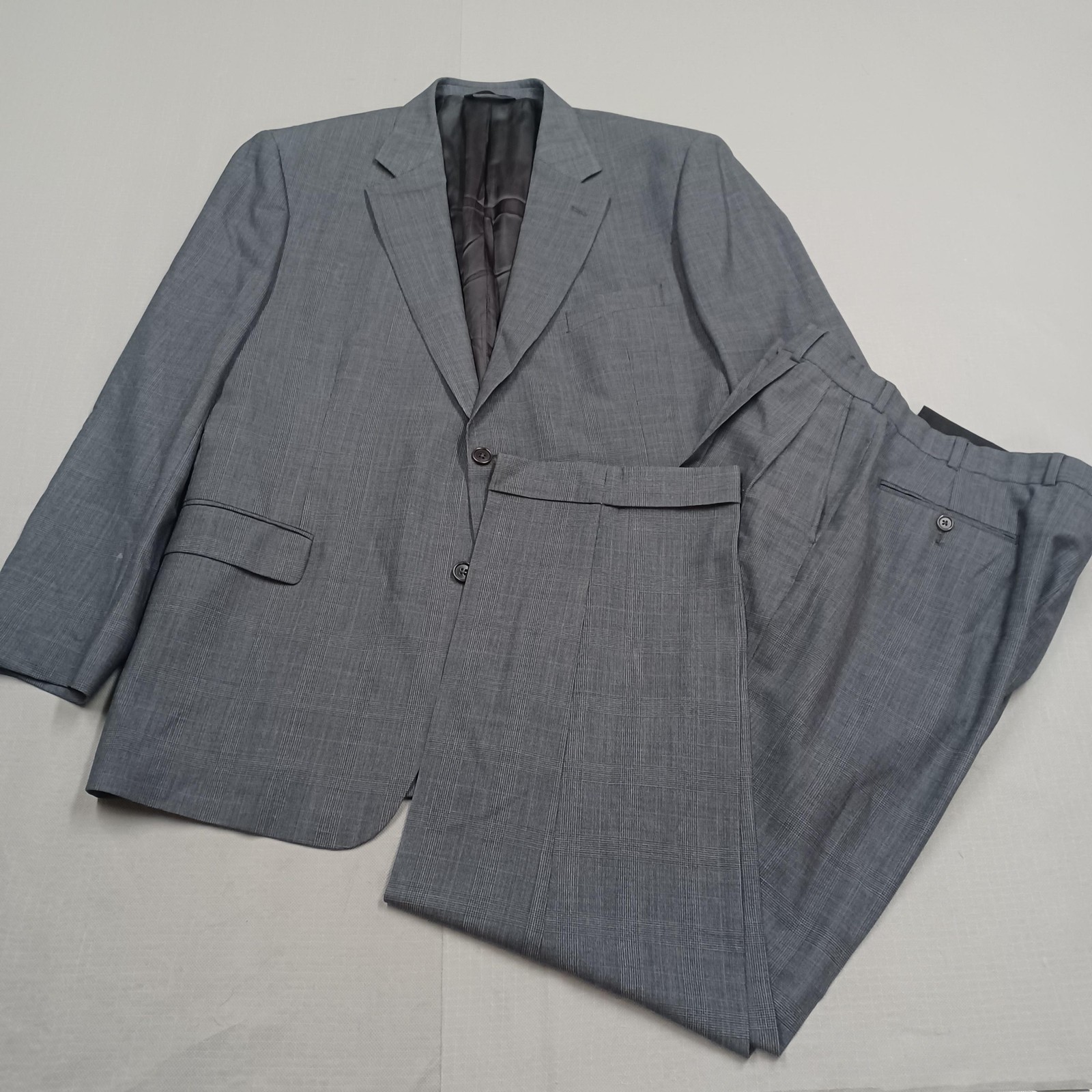 Brooks Brothers Suit Mens 48R Gray Plaid 346 Stretch Jordan Tag 36×33 Fits 34×31