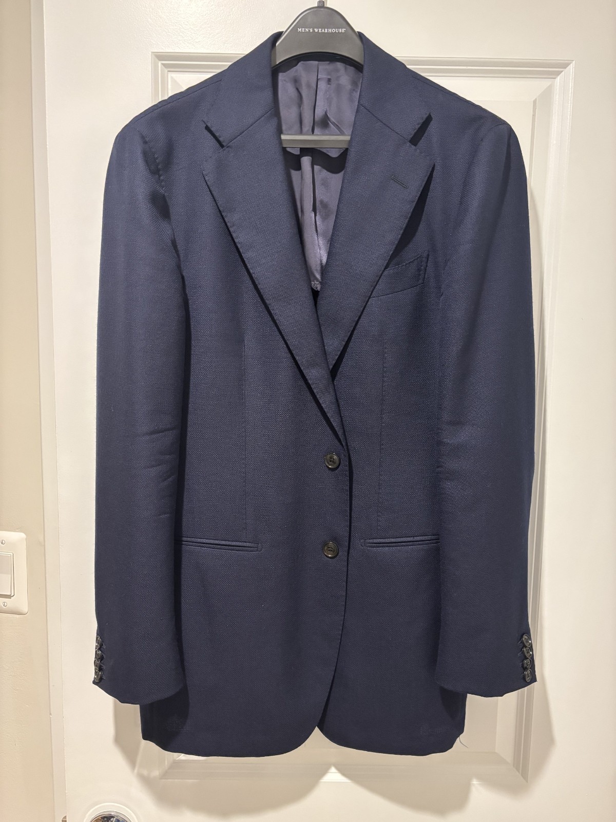 Suitsupply Havana 42L Navy Sport Coat Blazer VBC Wool Hopsack Basketweave