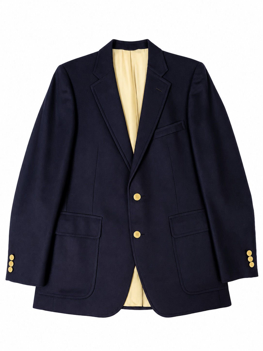 Vtg 80s Ralph Lauren Woven Hopsack Wool Blazer 40R Med Gold Button Britsh Made