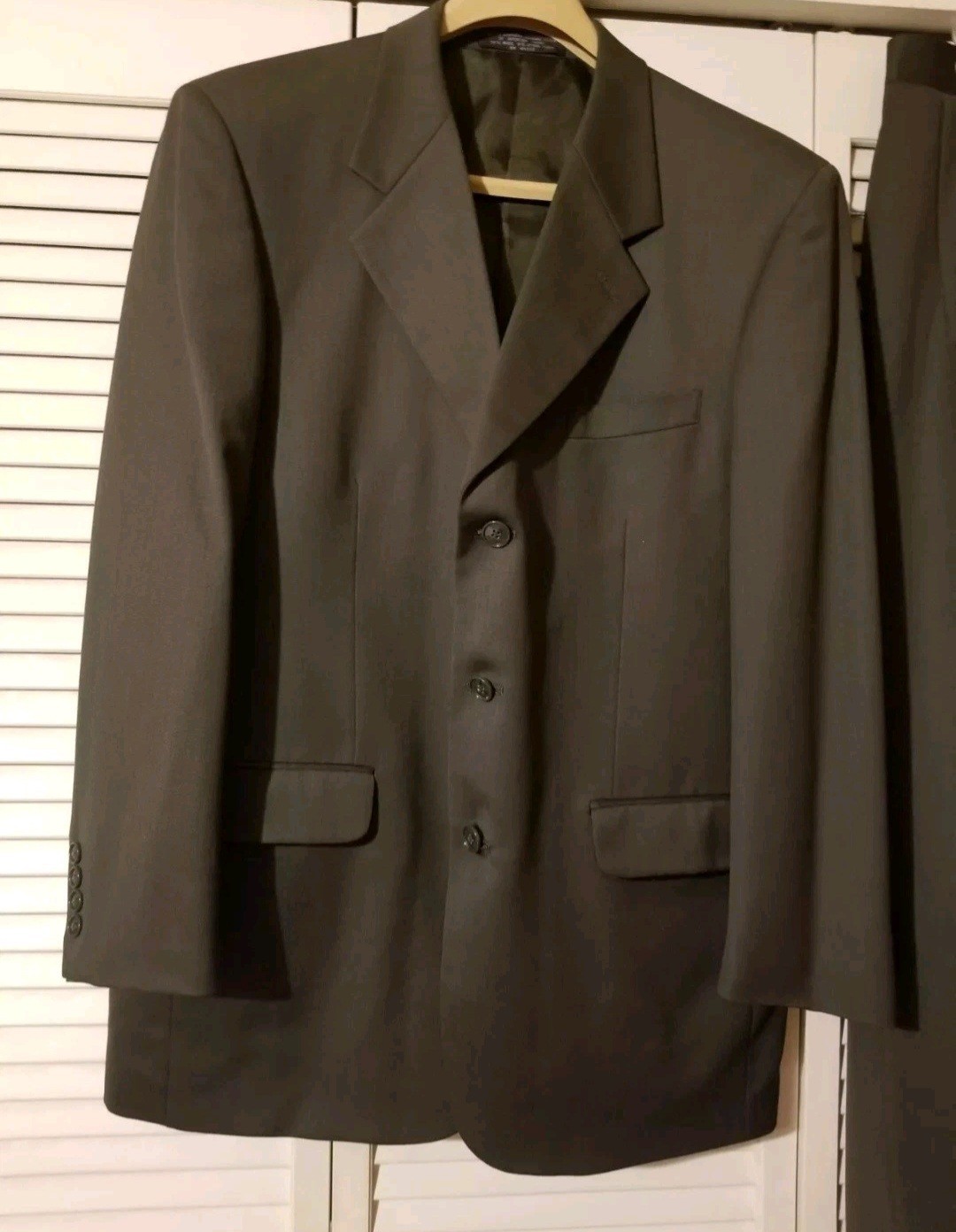 Jones New York Size 42R Jacket 34×28 Pants Suit Brownish Gray Wool 2-Piece