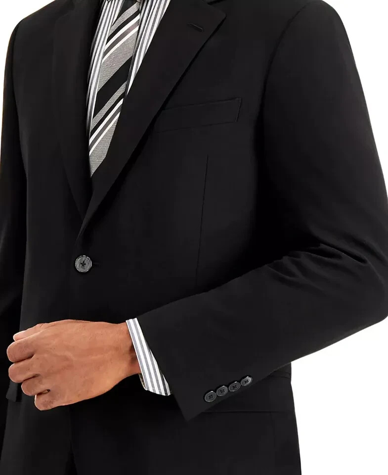 Nautica Men’s Modern-Fit Bi-Stretch Suit Jacket, Black/Noire, Size 40R