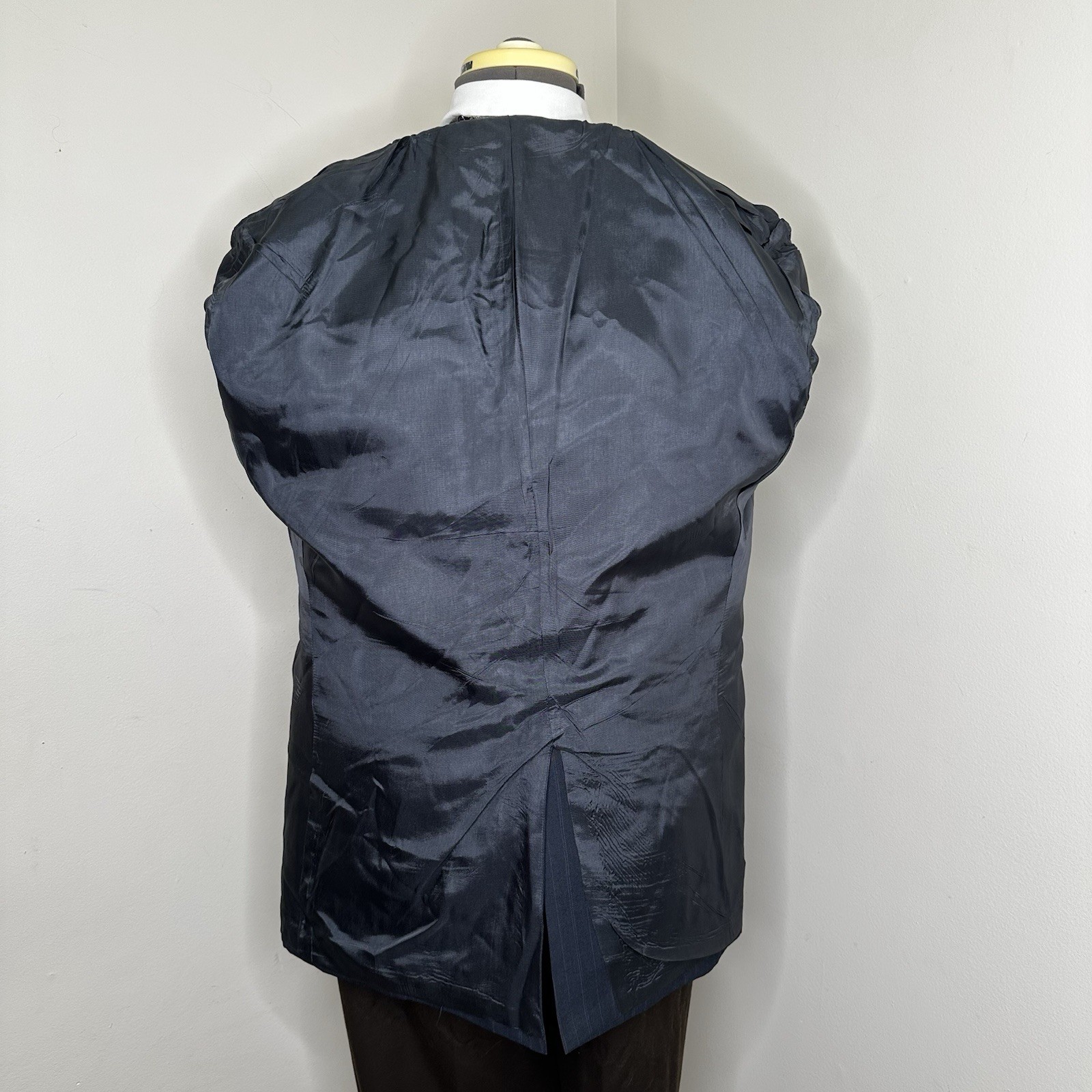 Towncraft Mens 43R 47″ Blazer Sport Coat Suit Jacket Navy Blue Striped 2 Button