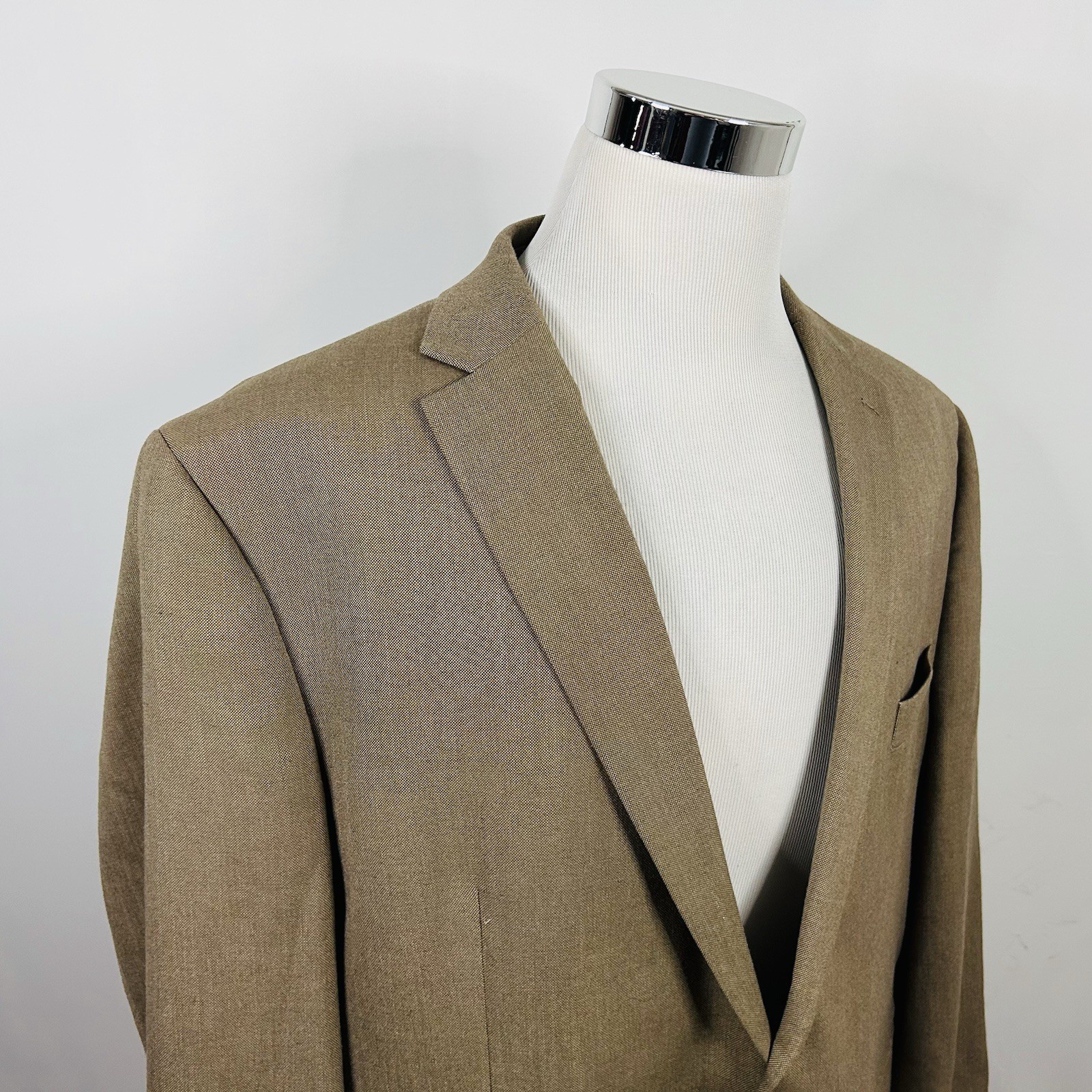 Chaps 50R Sport Coat Beige Two Button Floral Lining Vented Poly Rayon Blend