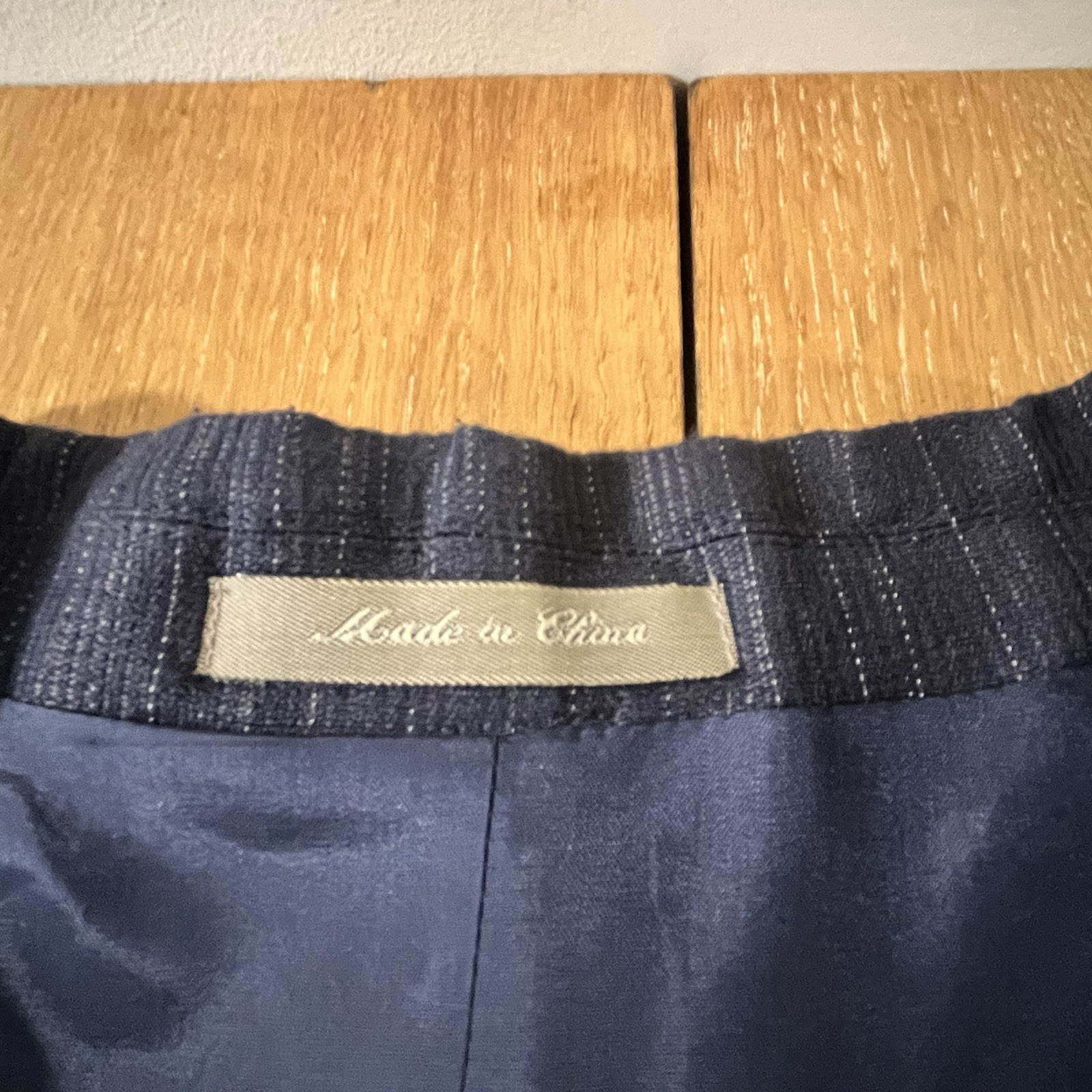 VTG Structure Linen Blend Navy Pinstripe Men 90s Retro Sport Coat Summer Comfort