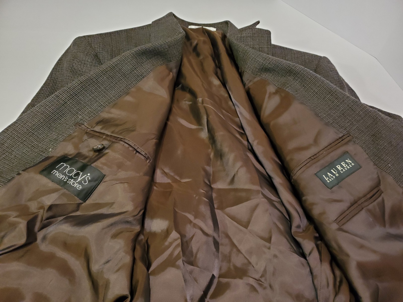 Lauren Ralph Lauren Jacket Men’s Size 46 L 46L Suit Blazer Brown 100% Wool