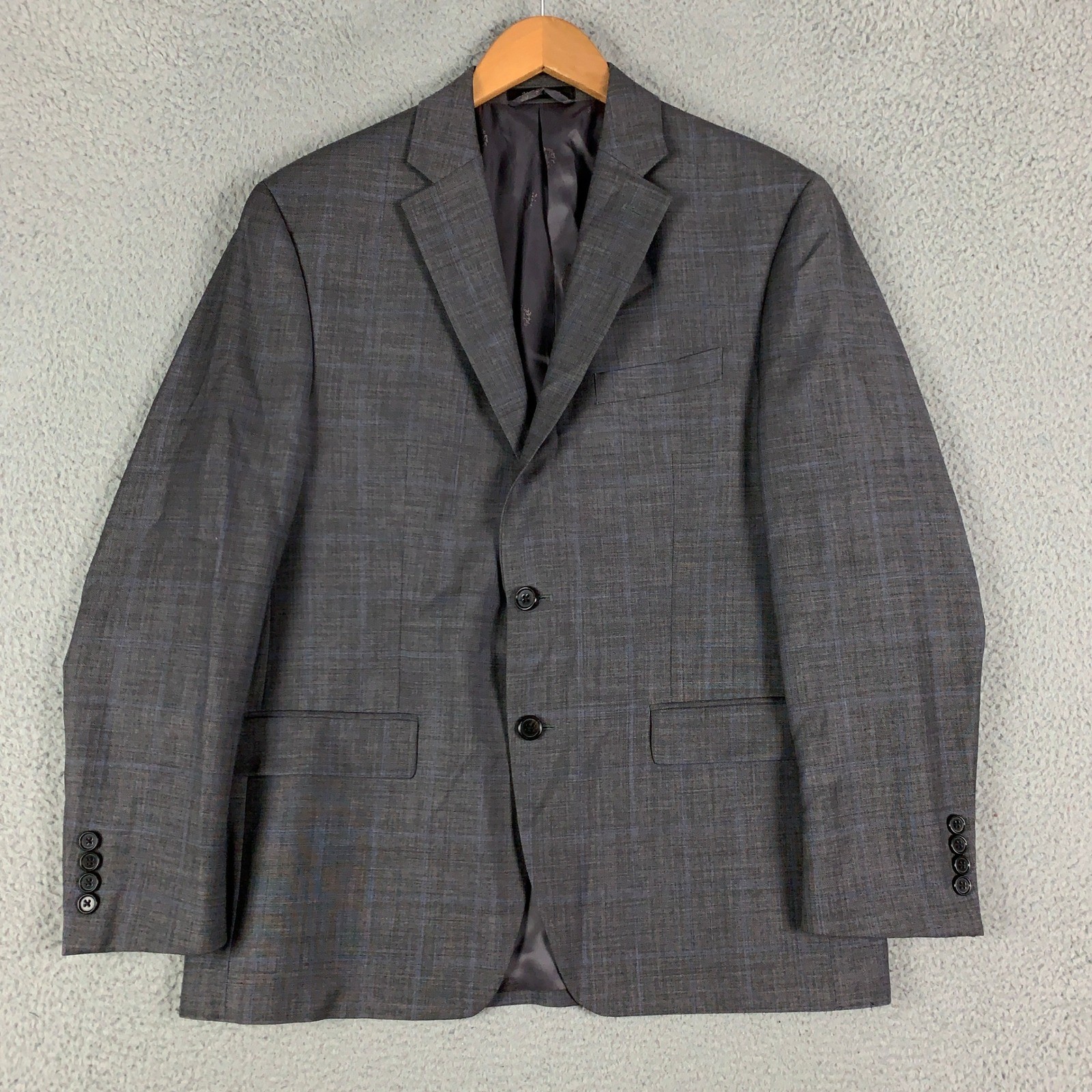 Lauren Ralph Lauren 2 Piece Suit Men’s 40S Grey Glen Plaid Wool Stretch 2PC