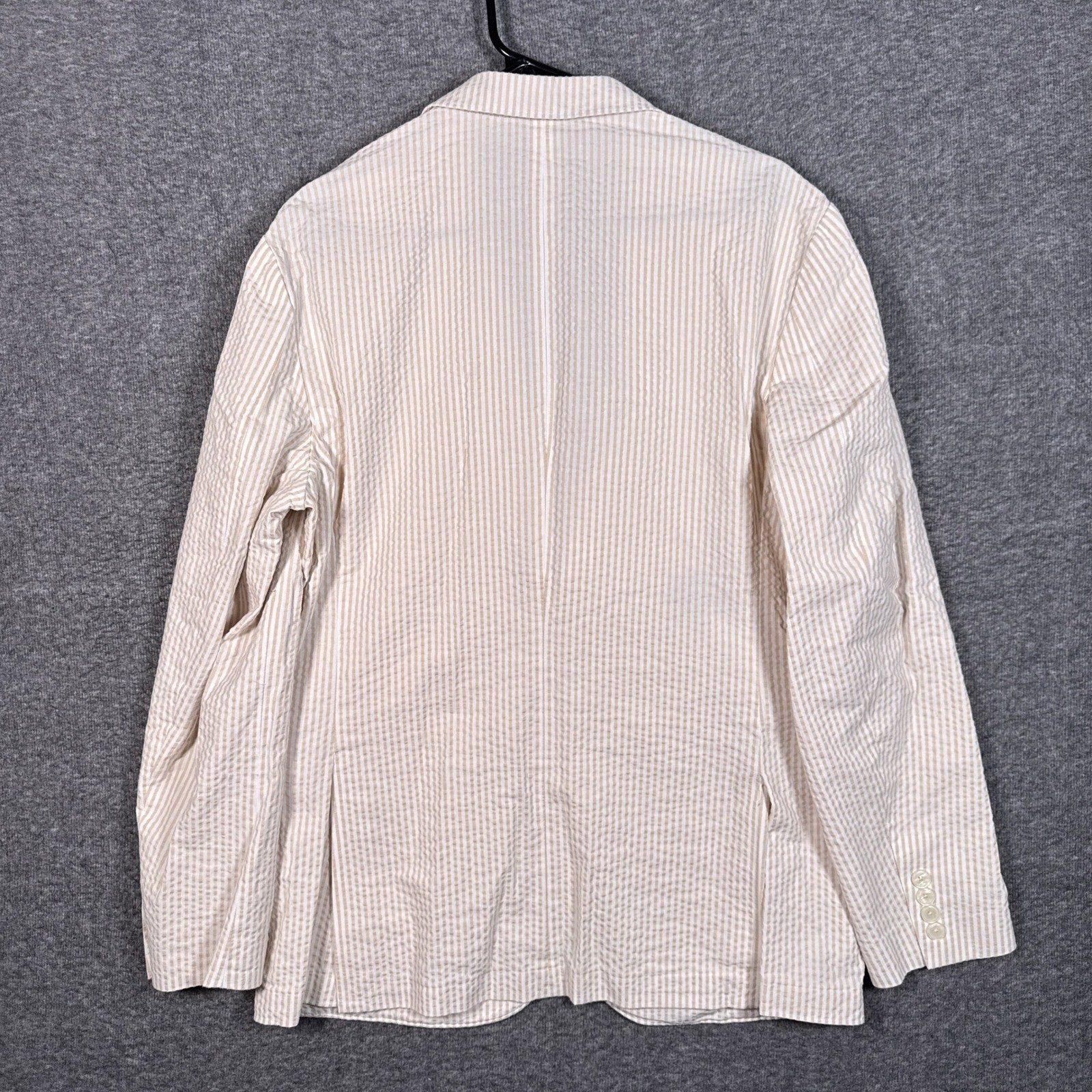J.Crew Crosby Sport Coat Mens 40R Beige Striped Seersucker Unstructured Blazer