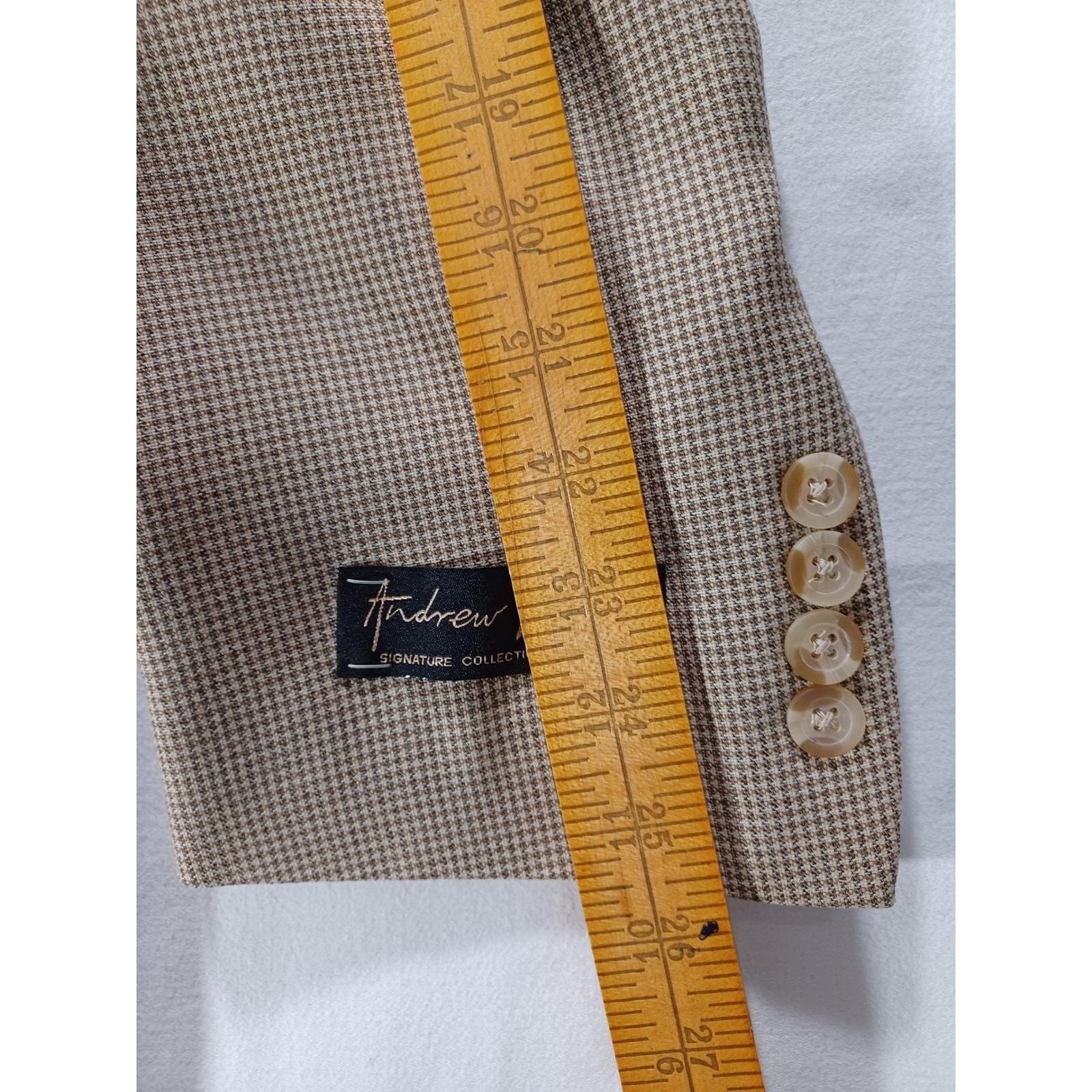 Andrew Signature Collection Men’s Beige Houndstooth Blazer Sport Coat 46RE New