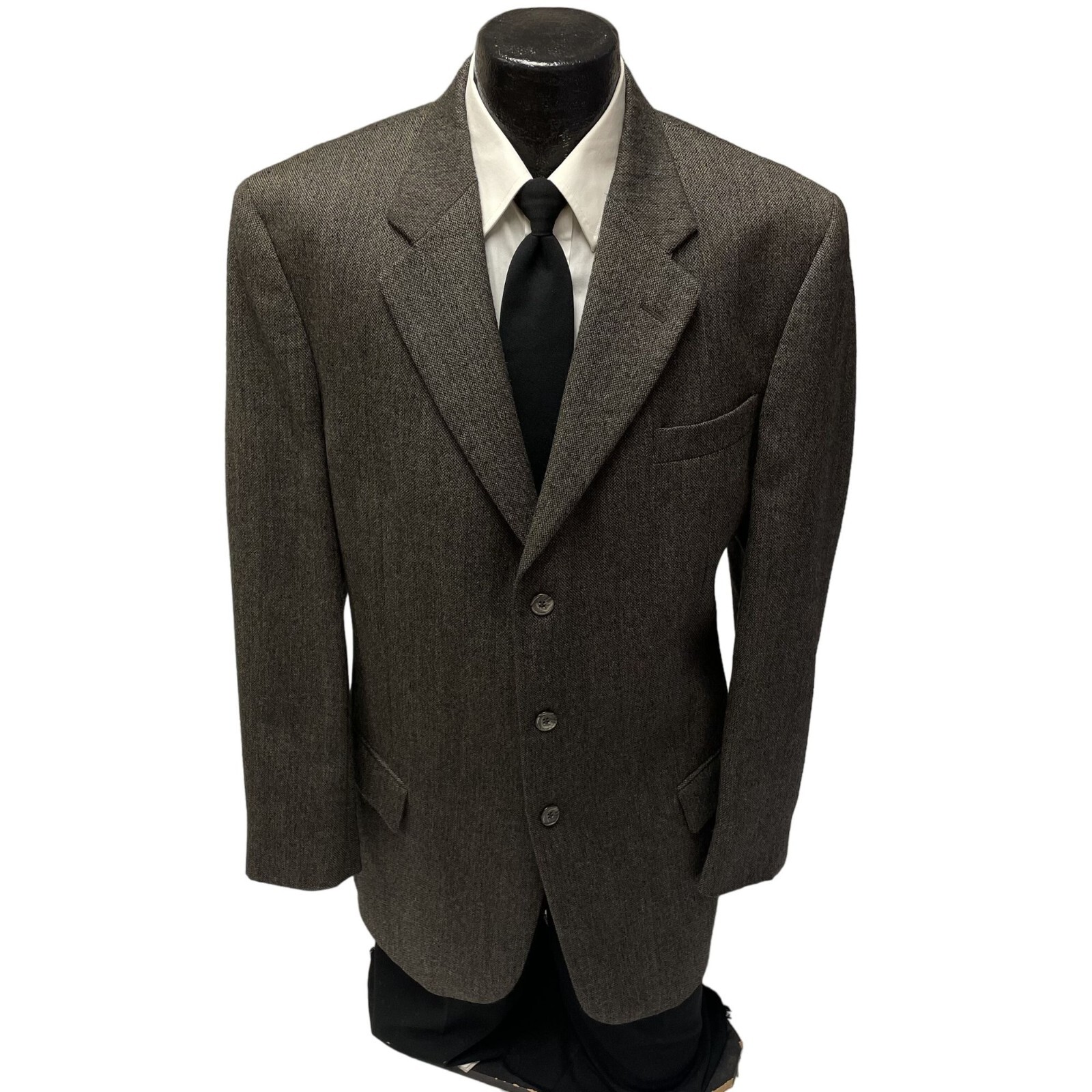 Jos A Bank Men’s Sport Coat 3 BTN Jacket Brown Gray WOOL Tweed Blazer 44 L