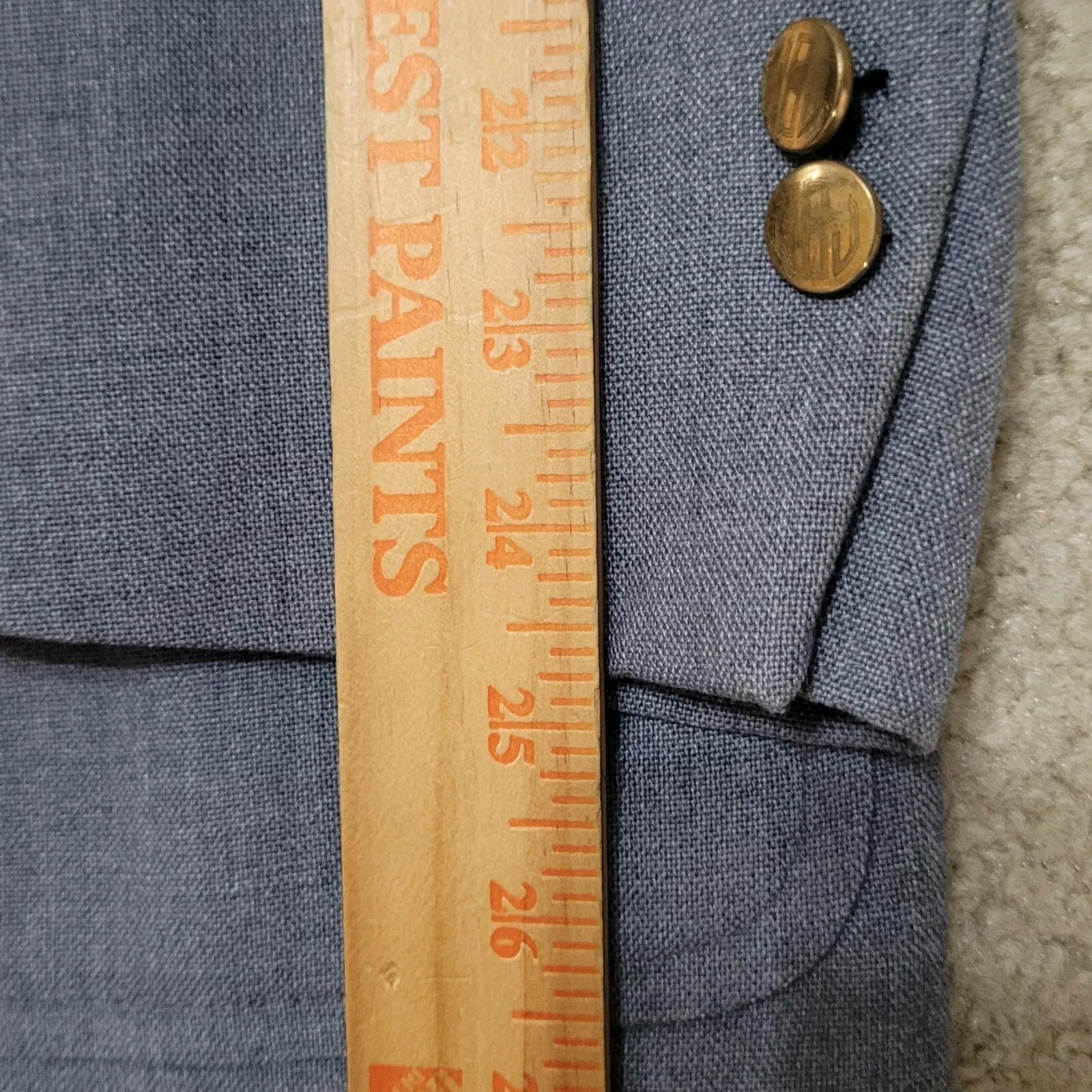 Vtg Palm Beach Blazer Mens 46R Gray Unstructured Gold Accent Buttons Sportscoat